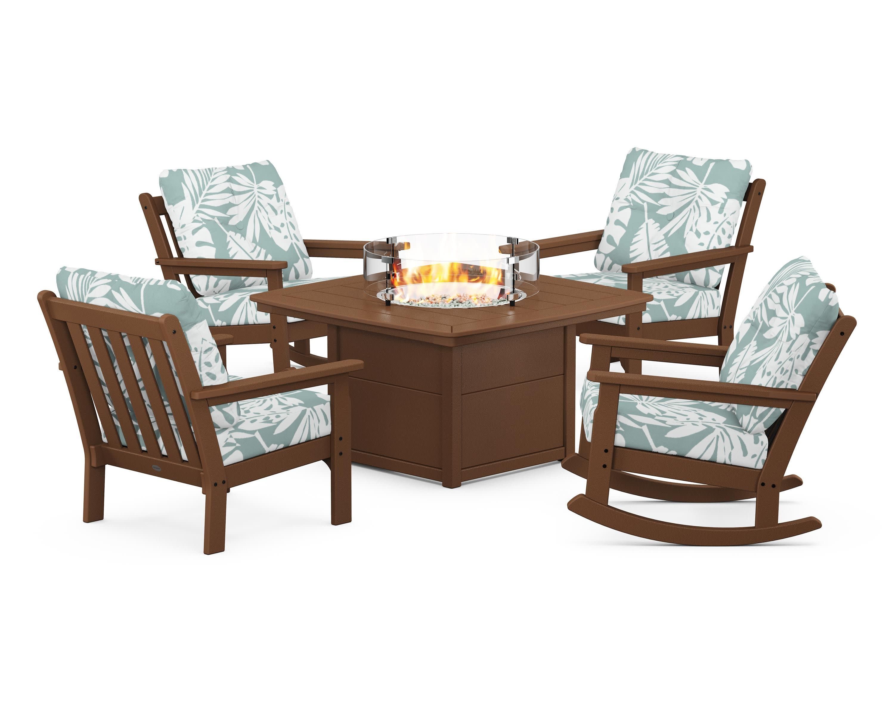 Vineyard 5-Piece Deep Seating Rocking Chair Conversation Set with Fire Pit Table - Image 140