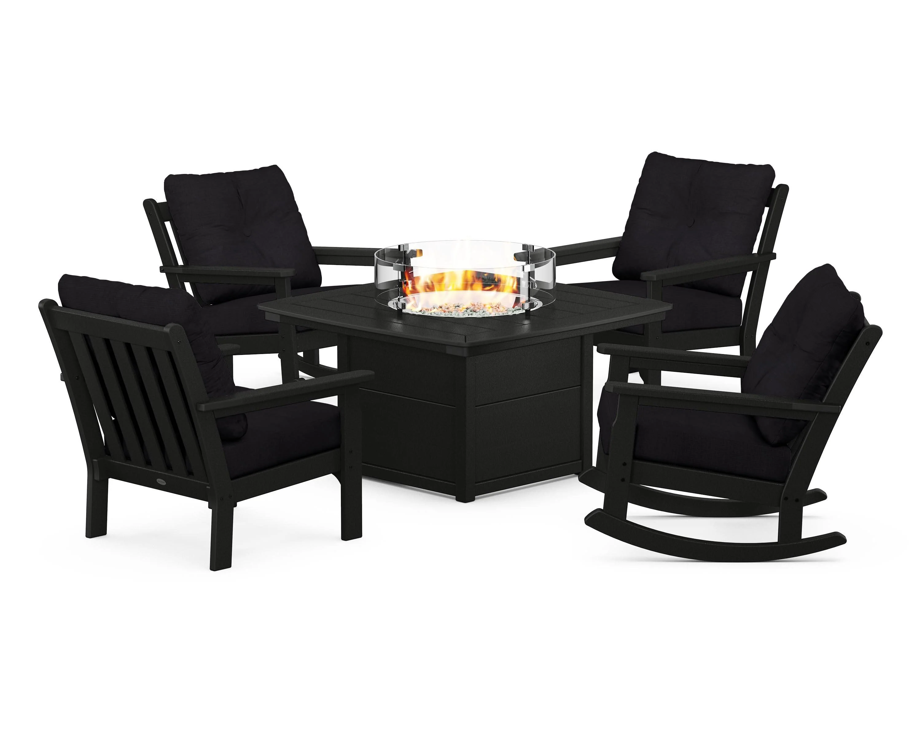Vineyard 5-Piece Deep Seating Rocking Chair Conversation Set with Fire Pit Table - Image 141