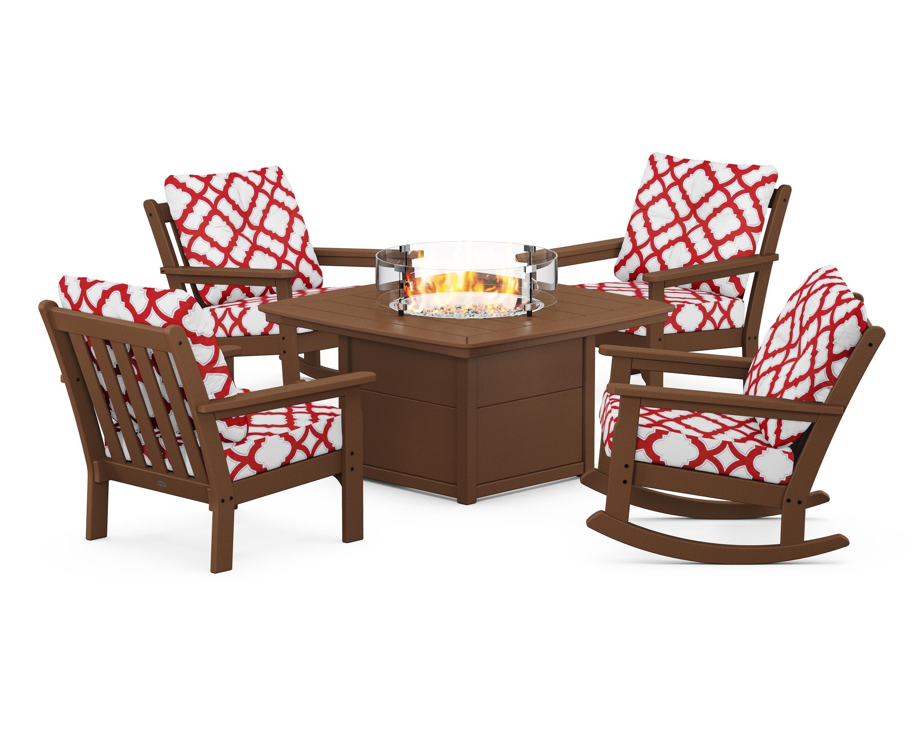 Vineyard 5-Piece Deep Seating Rocking Chair Conversation Set with Fire Pit Table - Image 142
