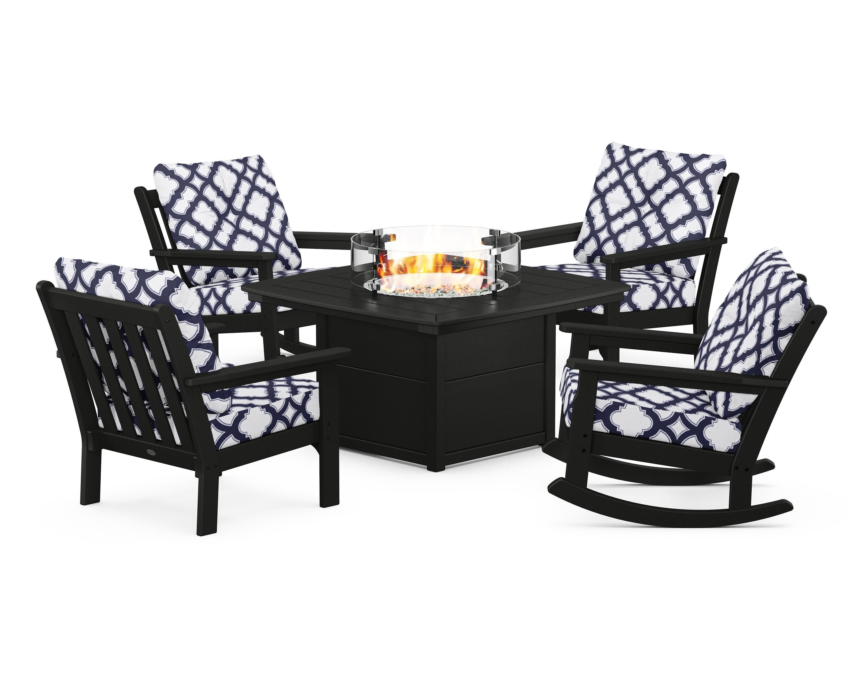 Vineyard 5-Piece Deep Seating Rocking Chair Conversation Set with Fire Pit Table - Image 143