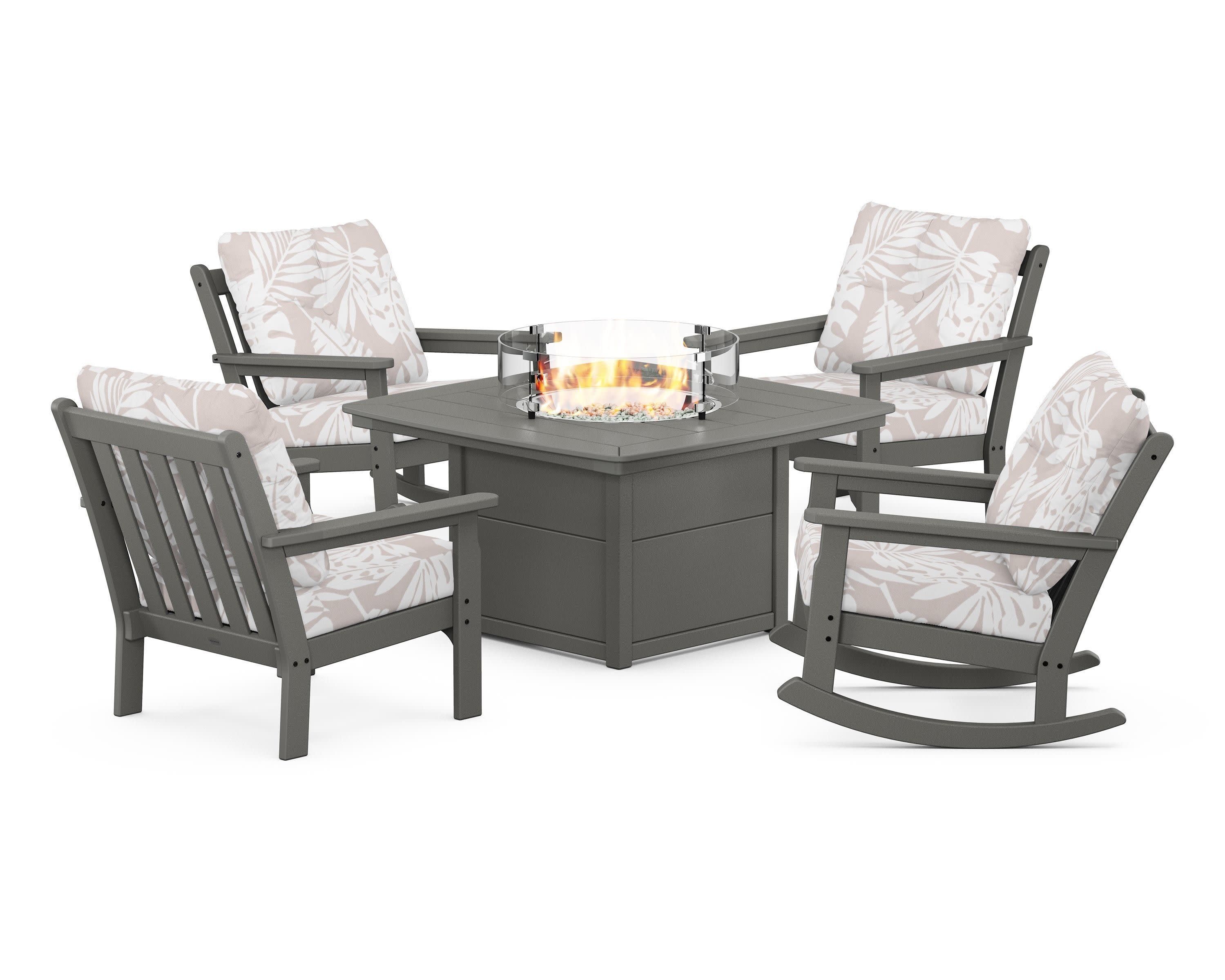 Vineyard 5-Piece Deep Seating Rocking Chair Conversation Set with Fire Pit Table - Image 145