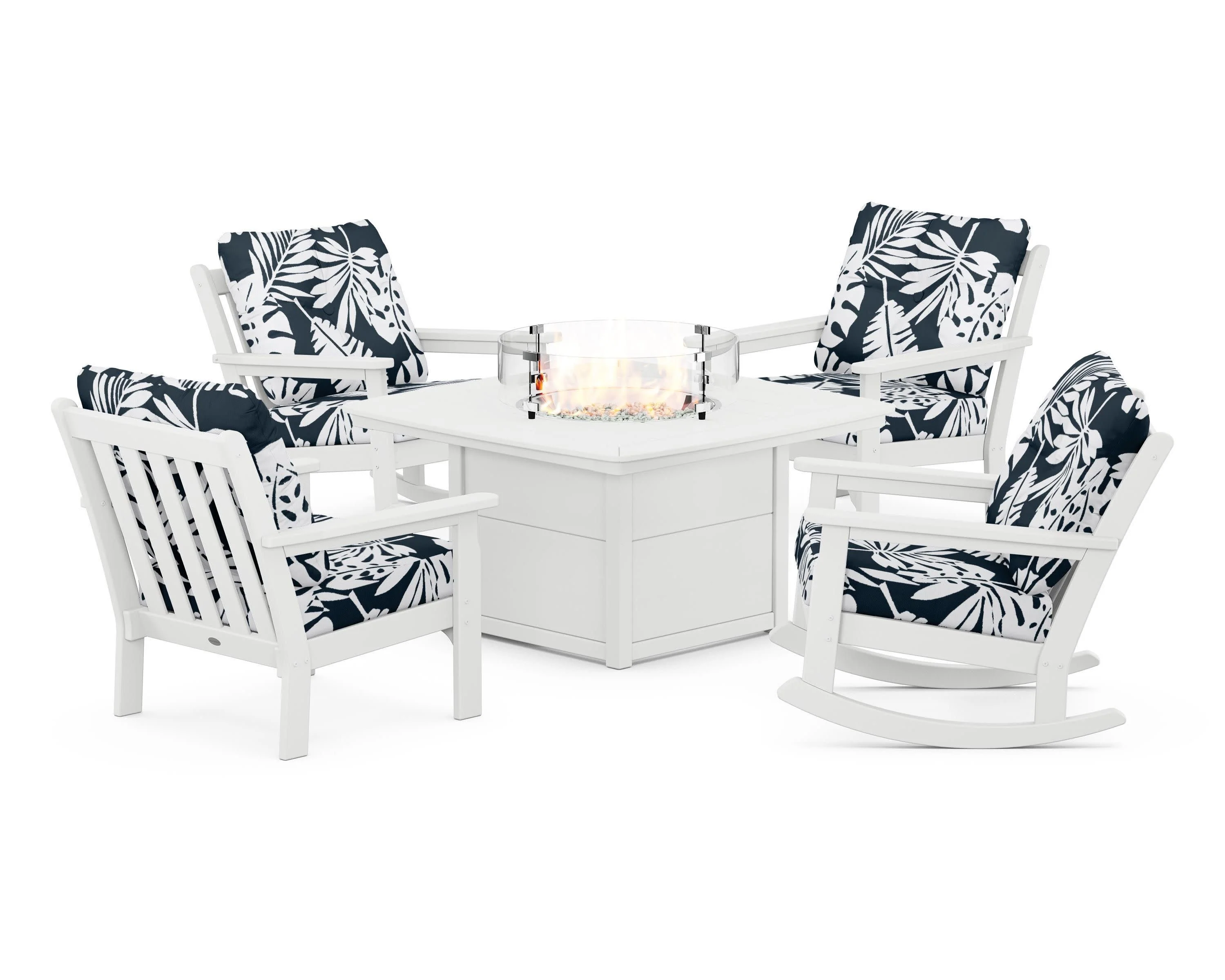 Vineyard 5-Piece Deep Seating Rocking Chair Conversation Set with Fire Pit Table - Image 146