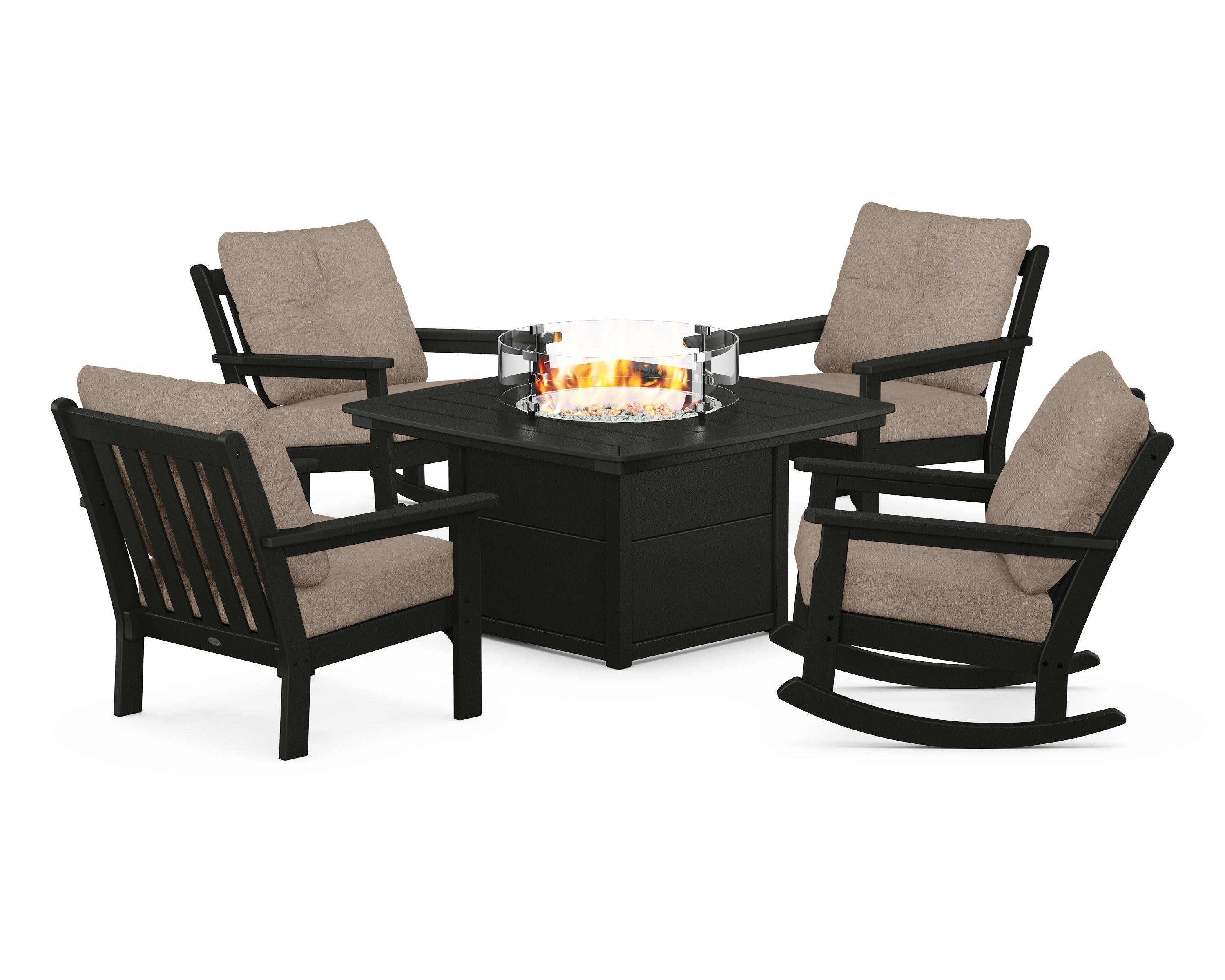Vineyard 5-Piece Deep Seating Rocking Chair Conversation Set with Fire Pit Table - Image 149
