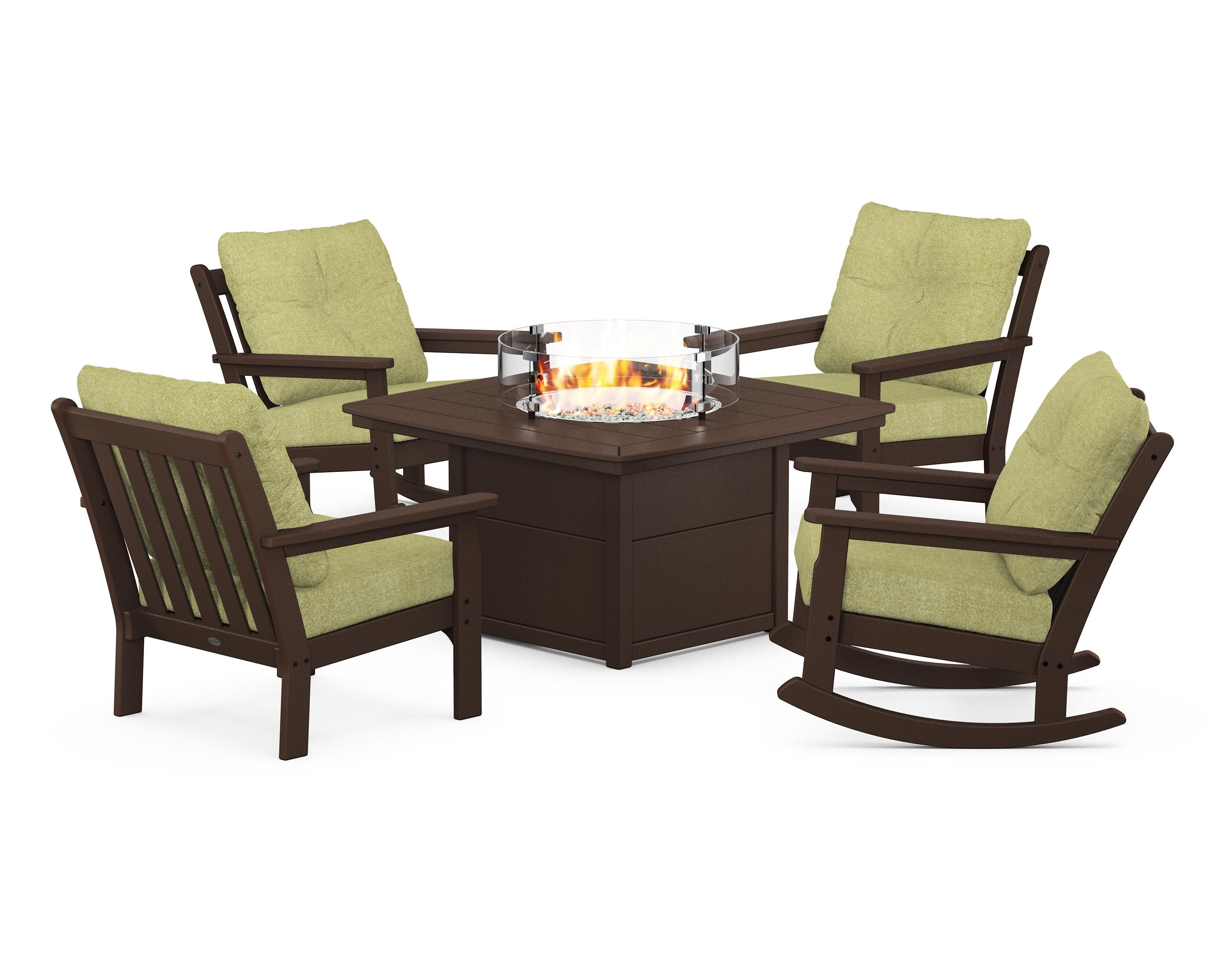Vineyard 5-Piece Deep Seating Rocking Chair Conversation Set with Fire Pit Table - Image 15