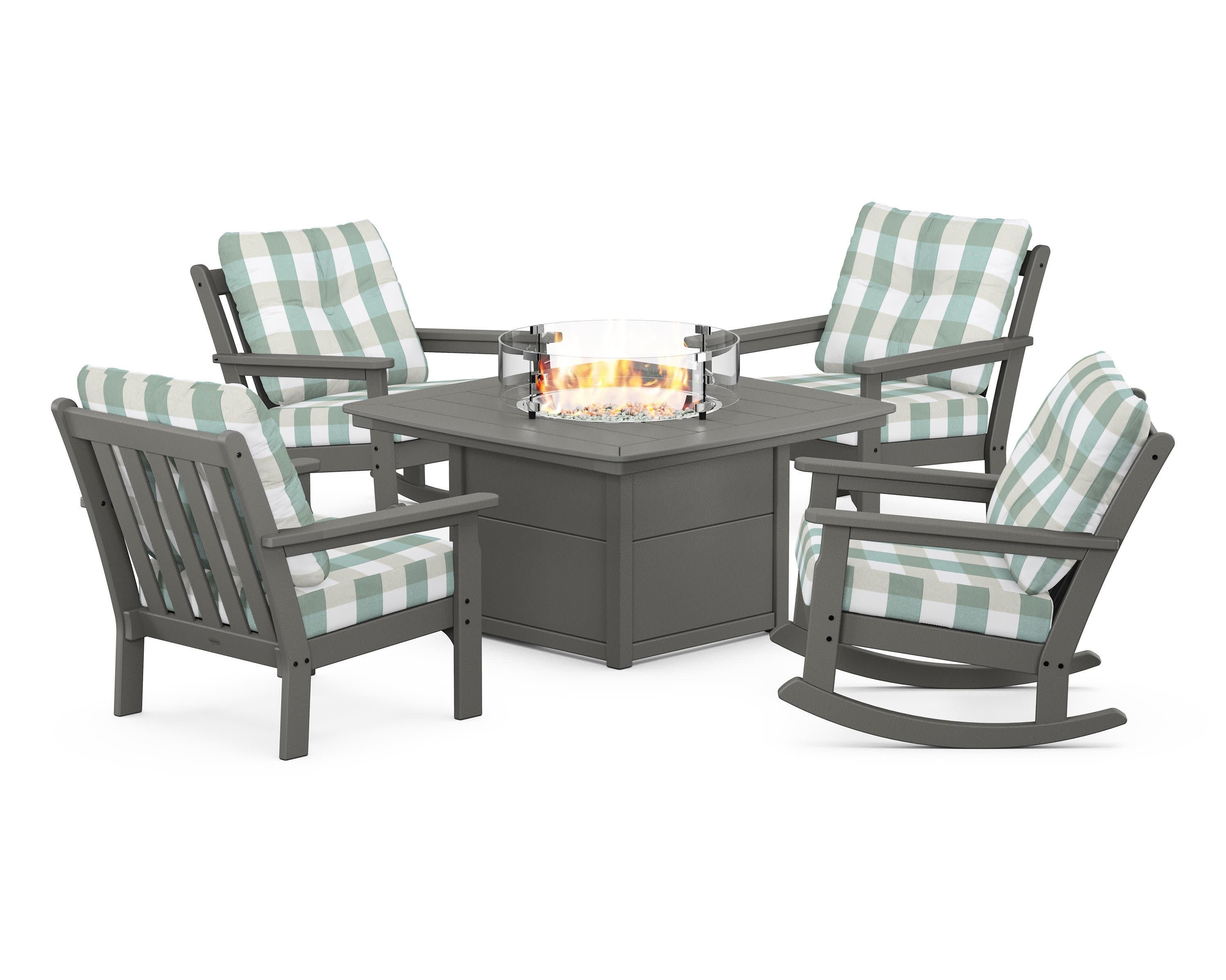 Vineyard 5-Piece Deep Seating Rocking Chair Conversation Set with Fire Pit Table - Image 153