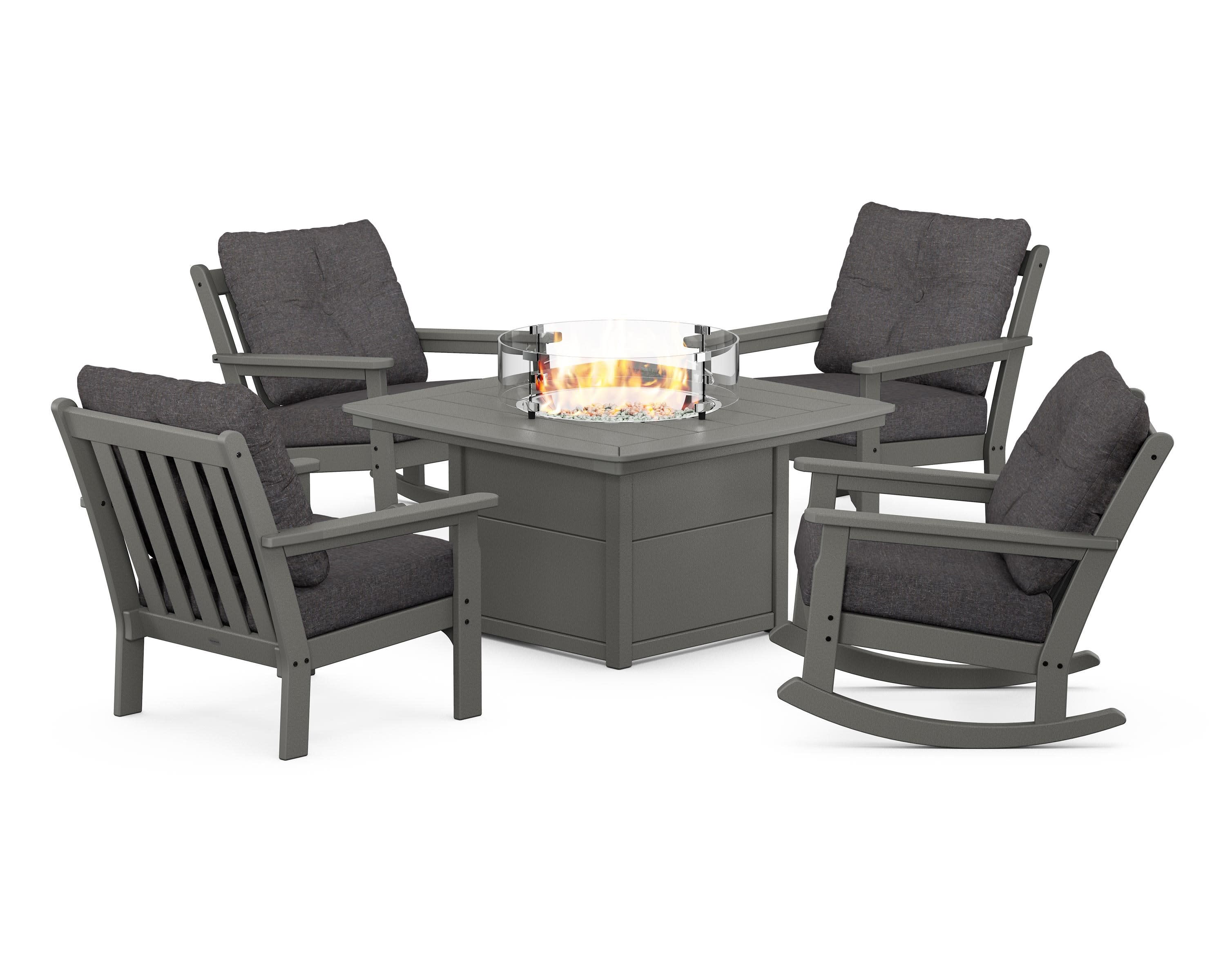 Vineyard 5-Piece Deep Seating Rocking Chair Conversation Set with Fire Pit Table - Image 154