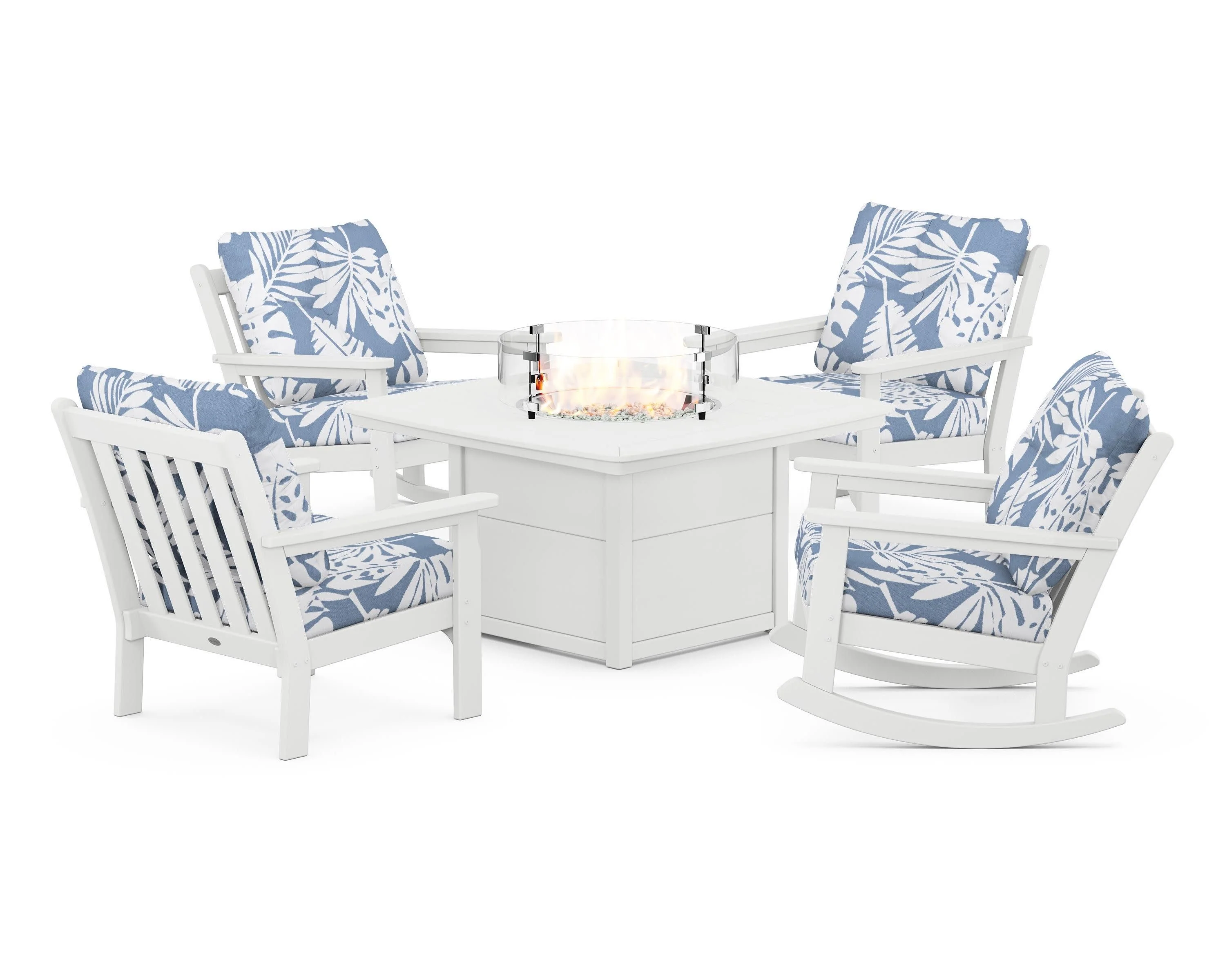 Vineyard 5-Piece Deep Seating Rocking Chair Conversation Set with Fire Pit Table - Image 158