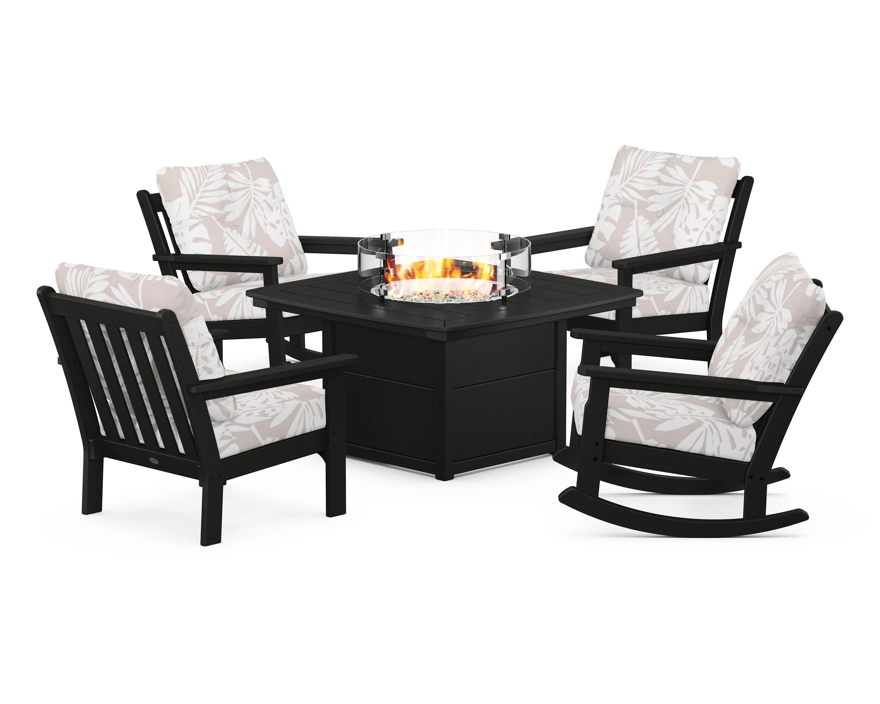 Vineyard 5-Piece Deep Seating Rocking Chair Conversation Set with Fire Pit Table - Image 159