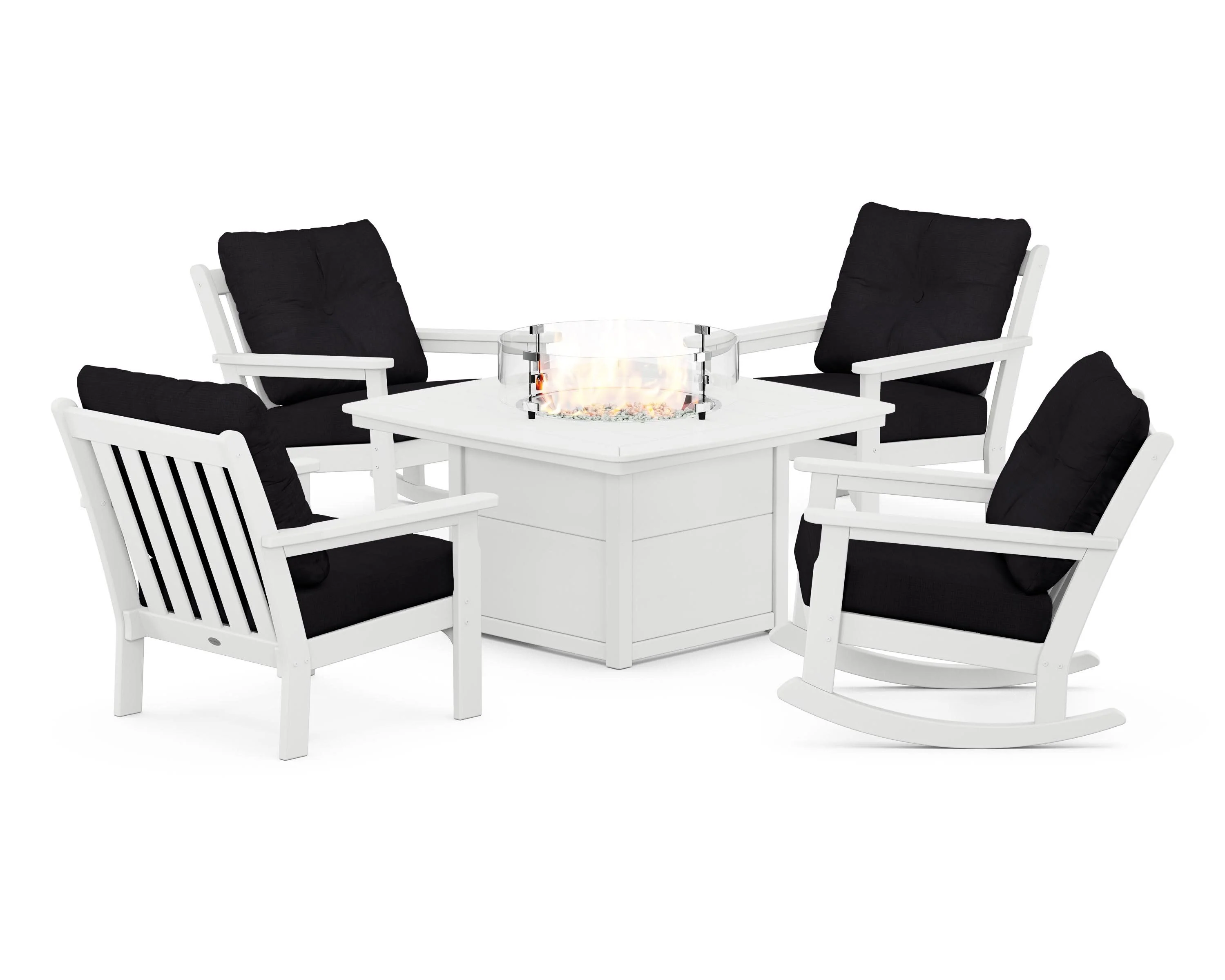 Vineyard 5-Piece Deep Seating Rocking Chair Conversation Set with Fire Pit Table - Image 16