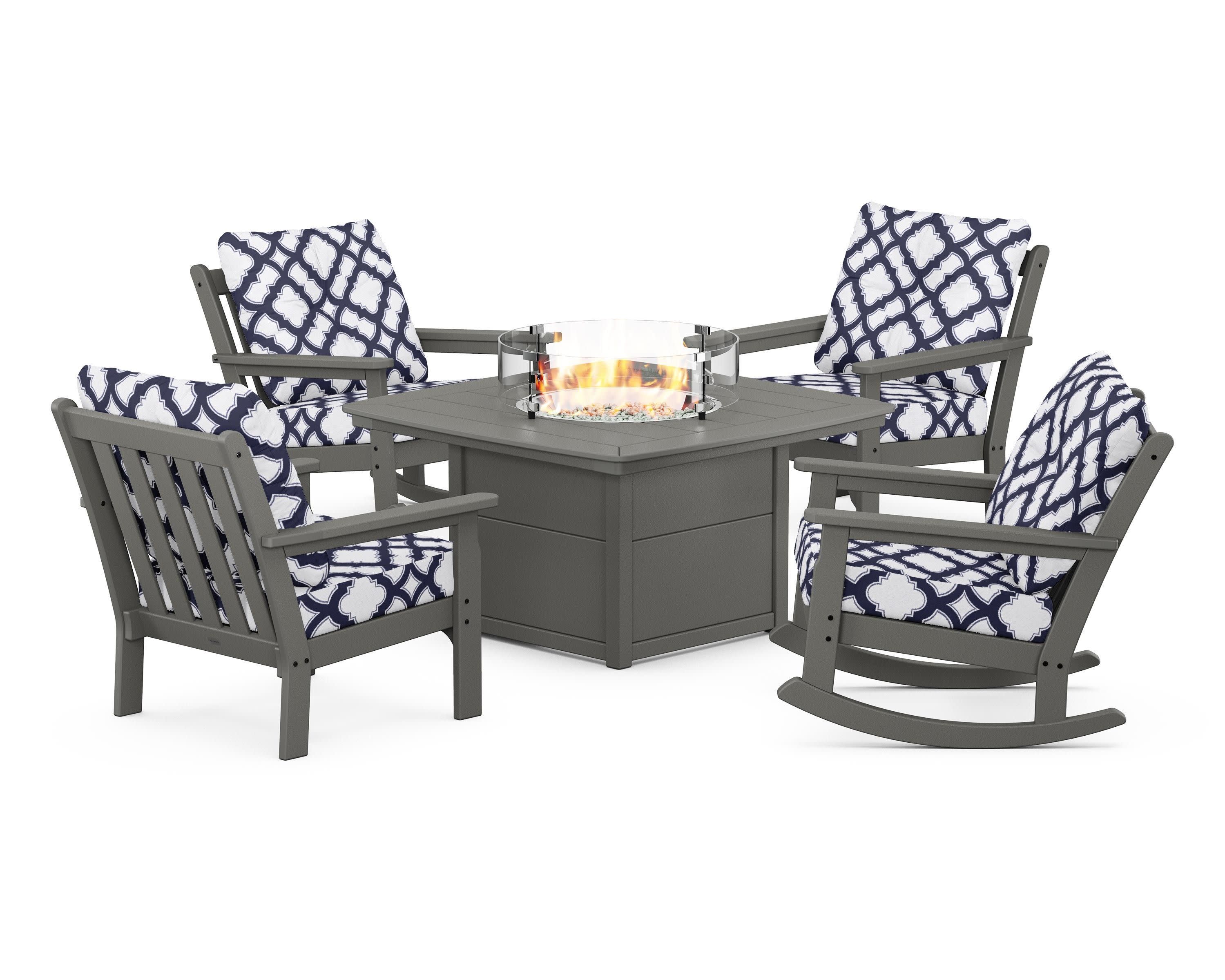 Vineyard 5-Piece Deep Seating Rocking Chair Conversation Set with Fire Pit Table - Image 161