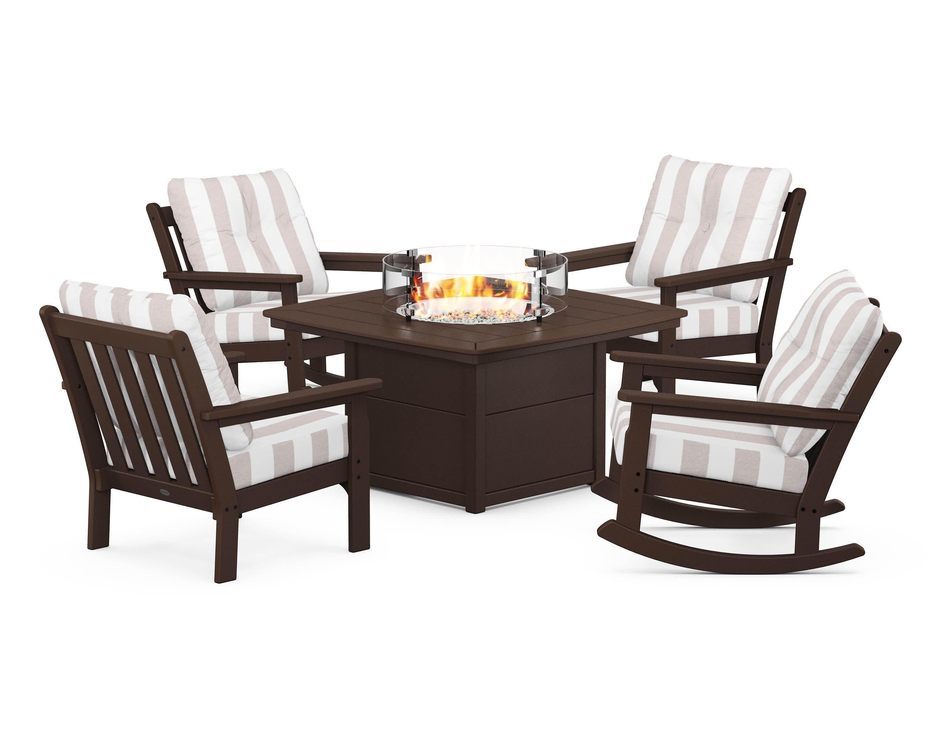 Vineyard 5-Piece Deep Seating Rocking Chair Conversation Set with Fire Pit Table - Image 162