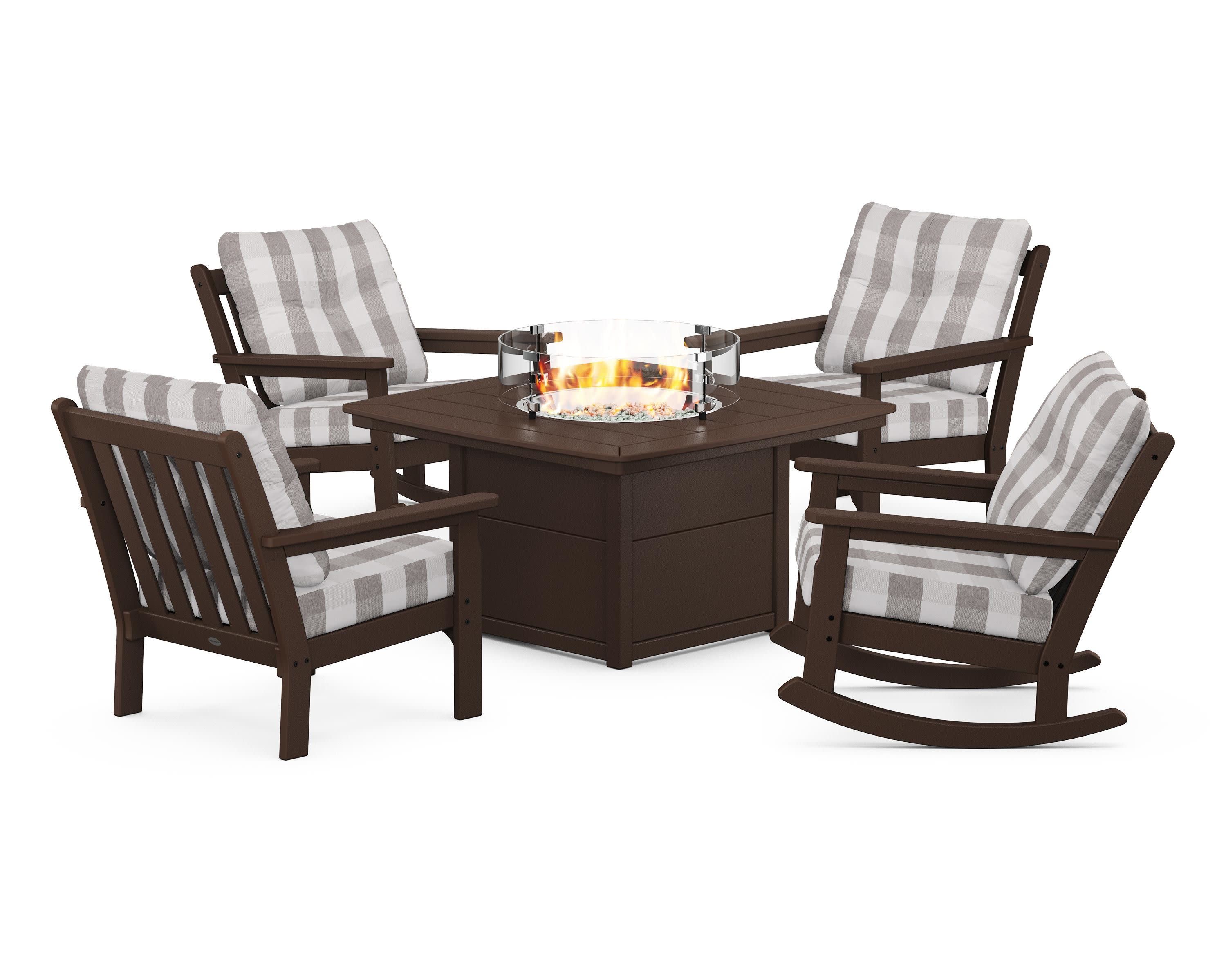 Vineyard 5-Piece Deep Seating Rocking Chair Conversation Set with Fire Pit Table - Image 164