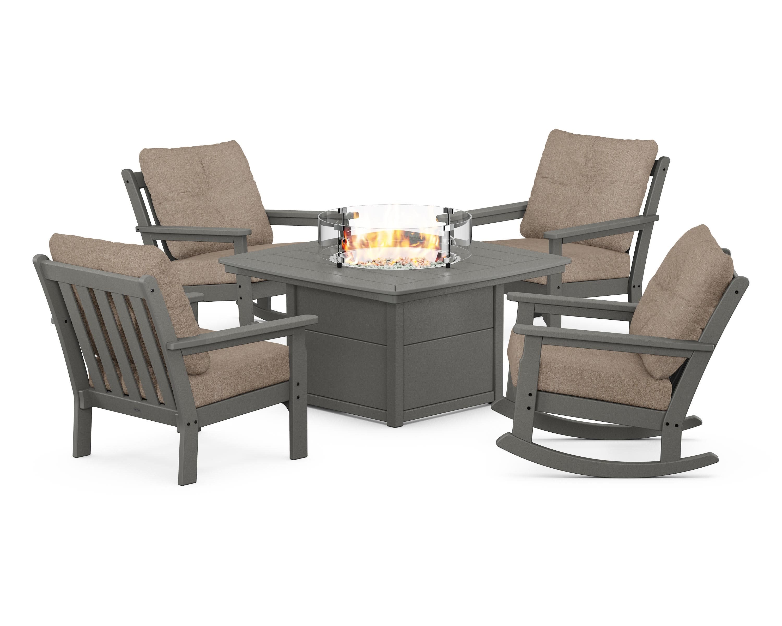 Vineyard 5-Piece Deep Seating Rocking Chair Conversation Set with Fire Pit Table - Image 165