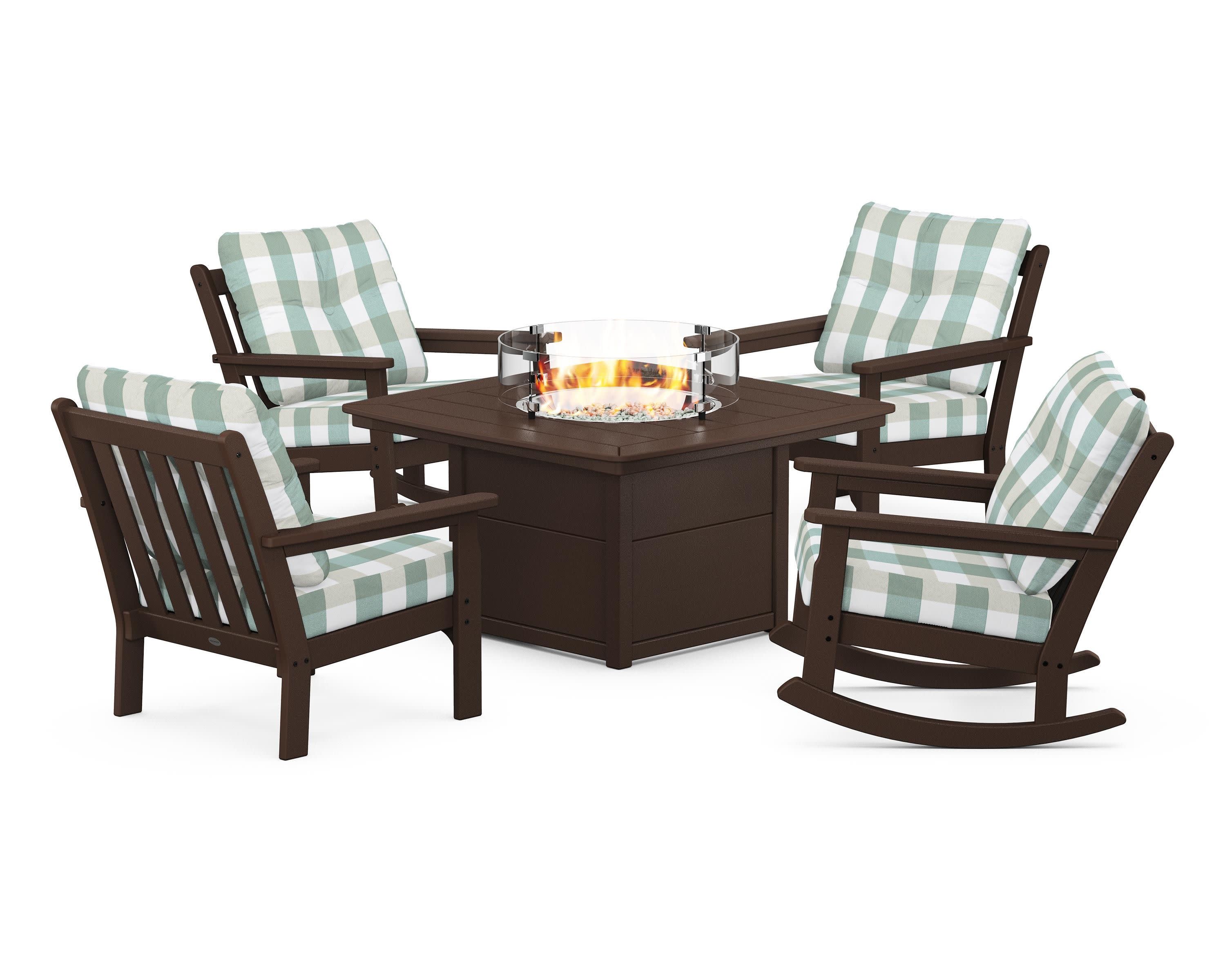 Vineyard 5-Piece Deep Seating Rocking Chair Conversation Set with Fire Pit Table - Image 167