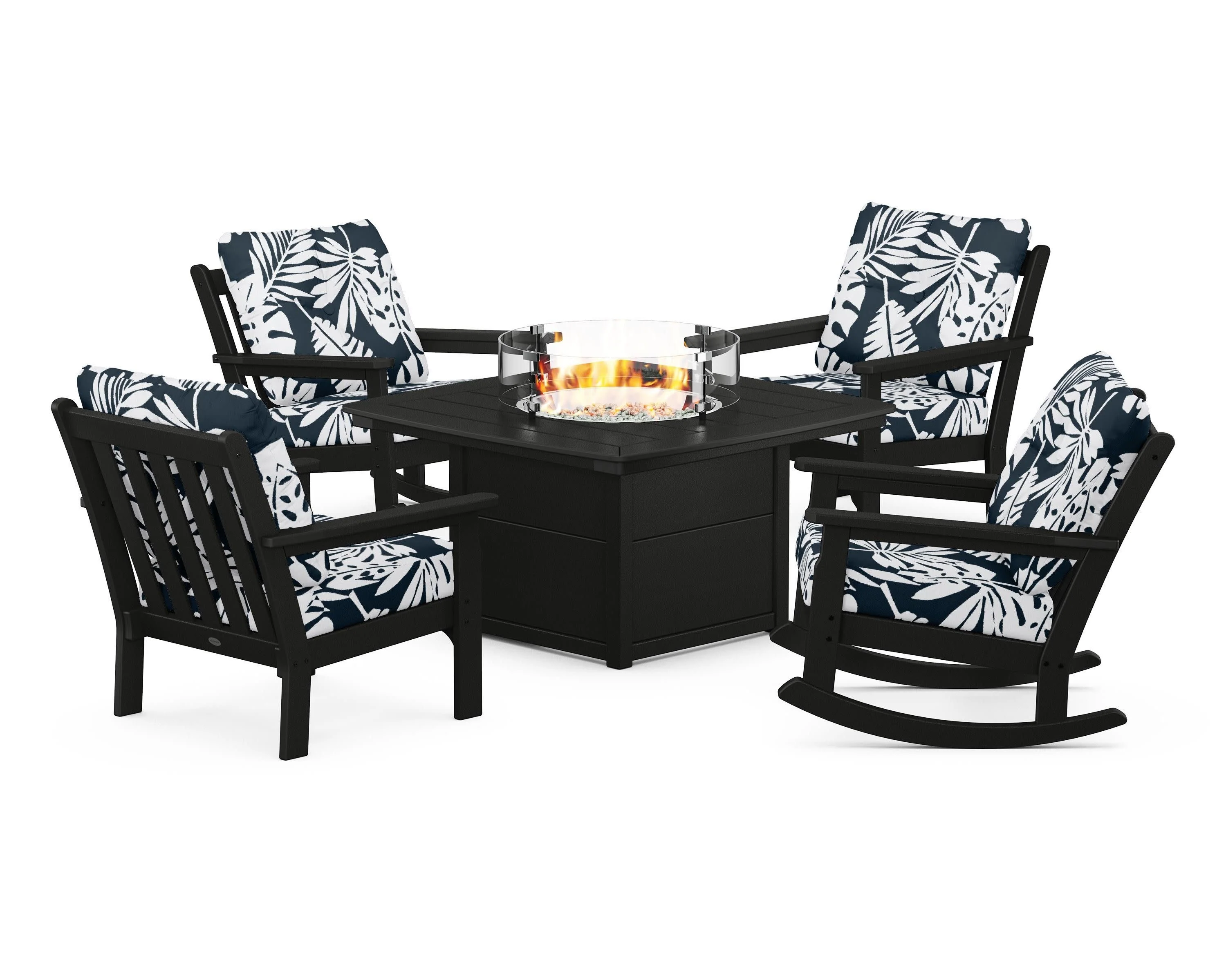 Vineyard 5-Piece Deep Seating Rocking Chair Conversation Set with Fire Pit Table - Image 17
