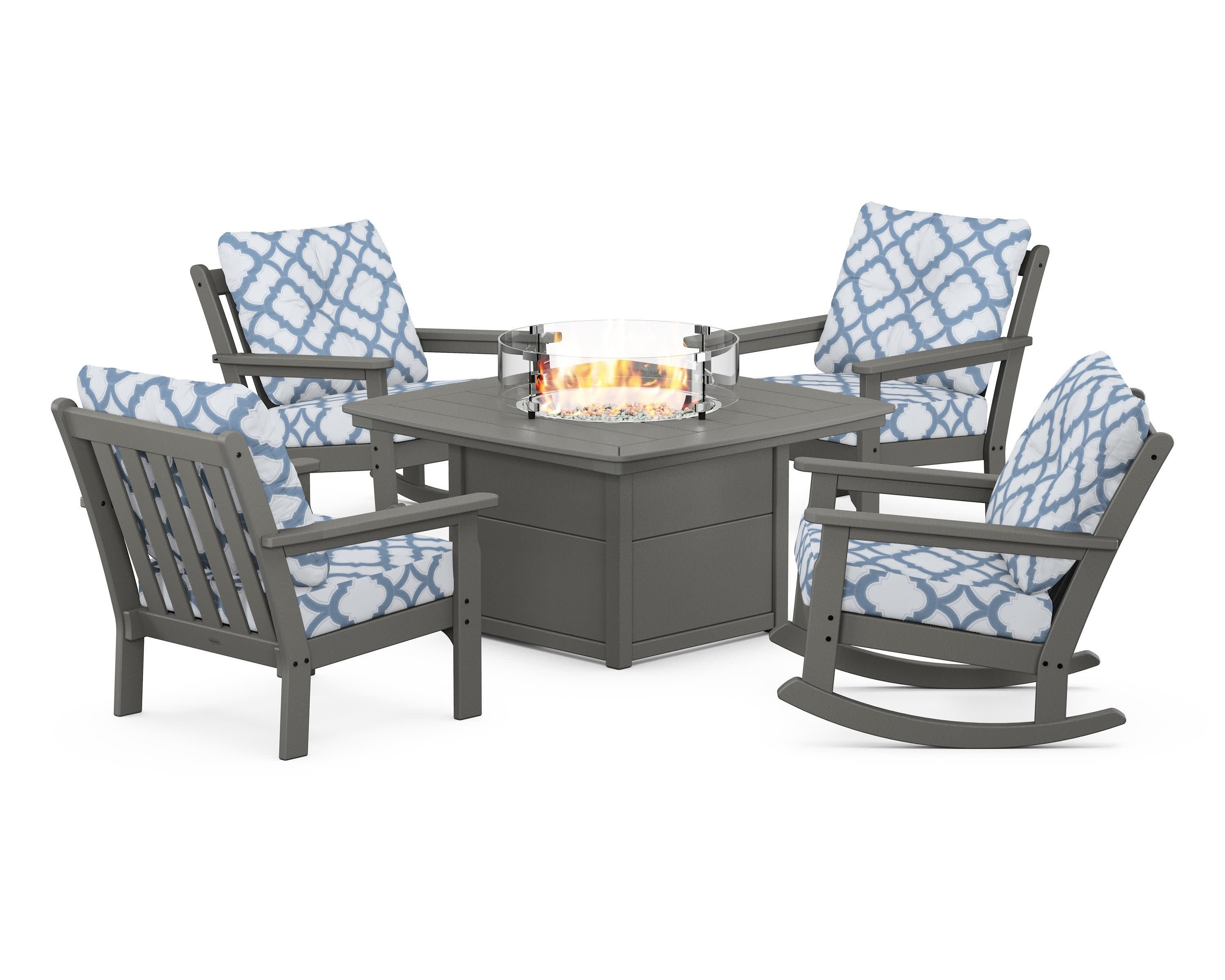 Vineyard 5-Piece Deep Seating Rocking Chair Conversation Set with Fire Pit Table - Image 175