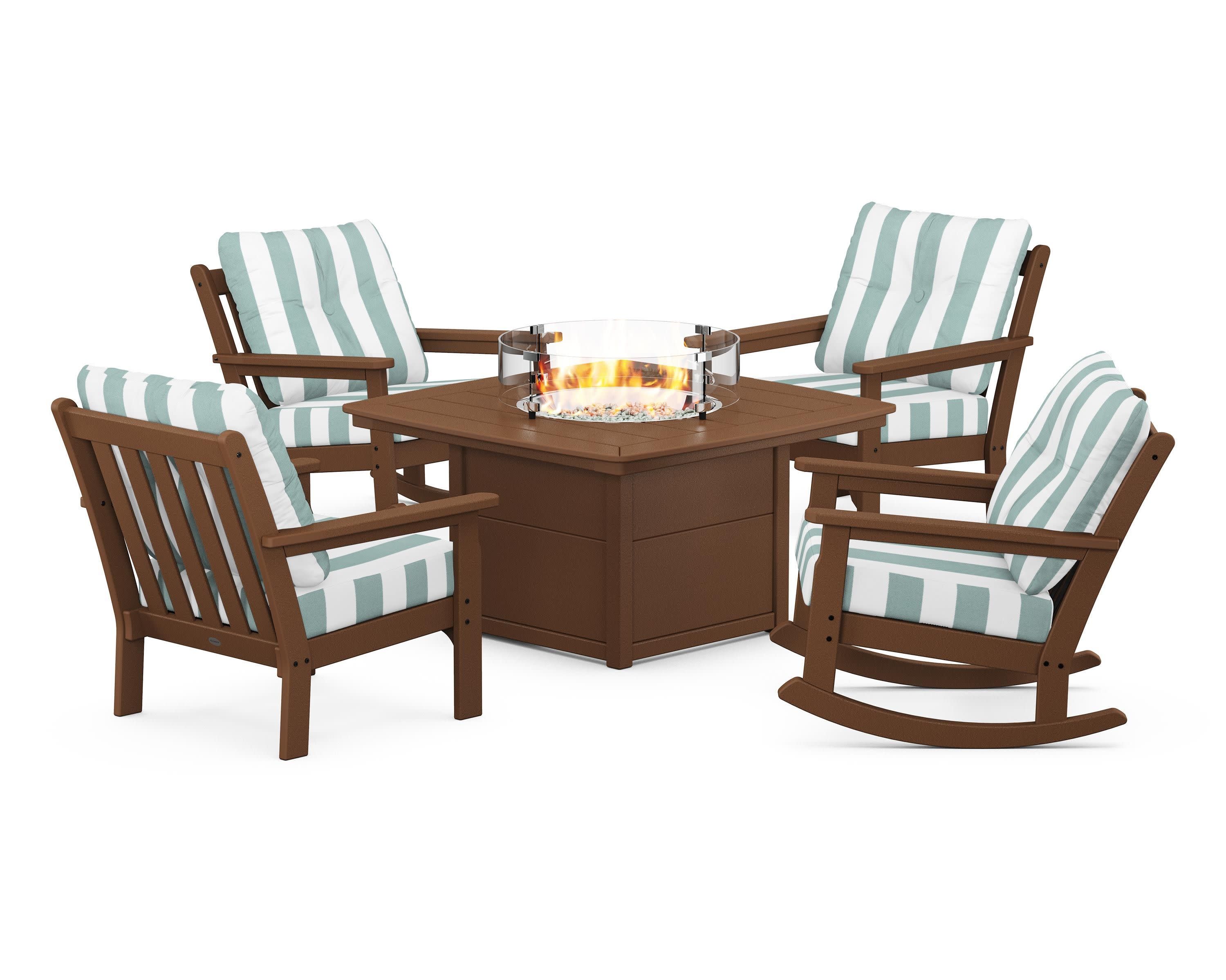 Vineyard 5-Piece Deep Seating Rocking Chair Conversation Set with Fire Pit Table - Image 177