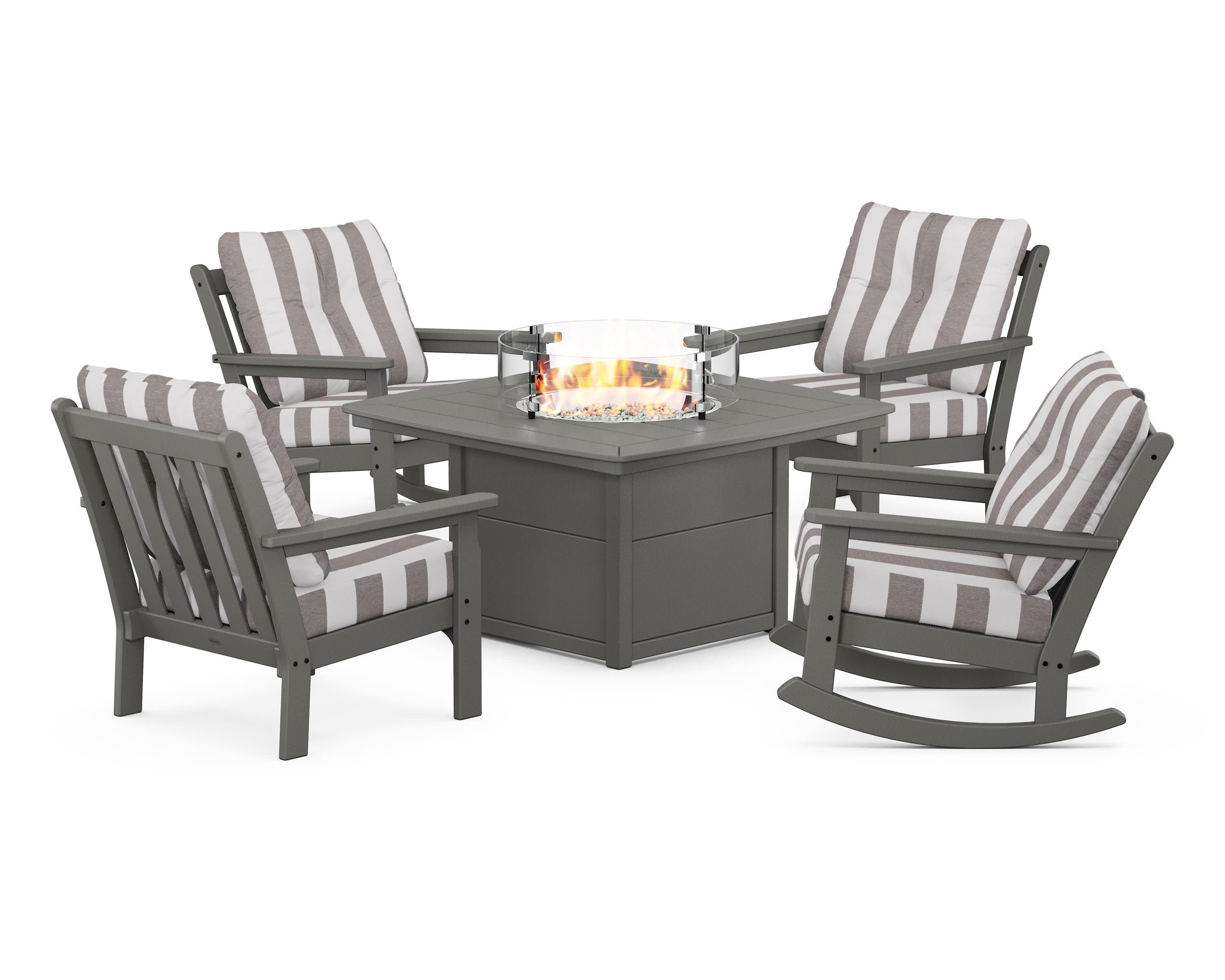Vineyard 5-Piece Deep Seating Rocking Chair Conversation Set with Fire Pit Table - Image 180