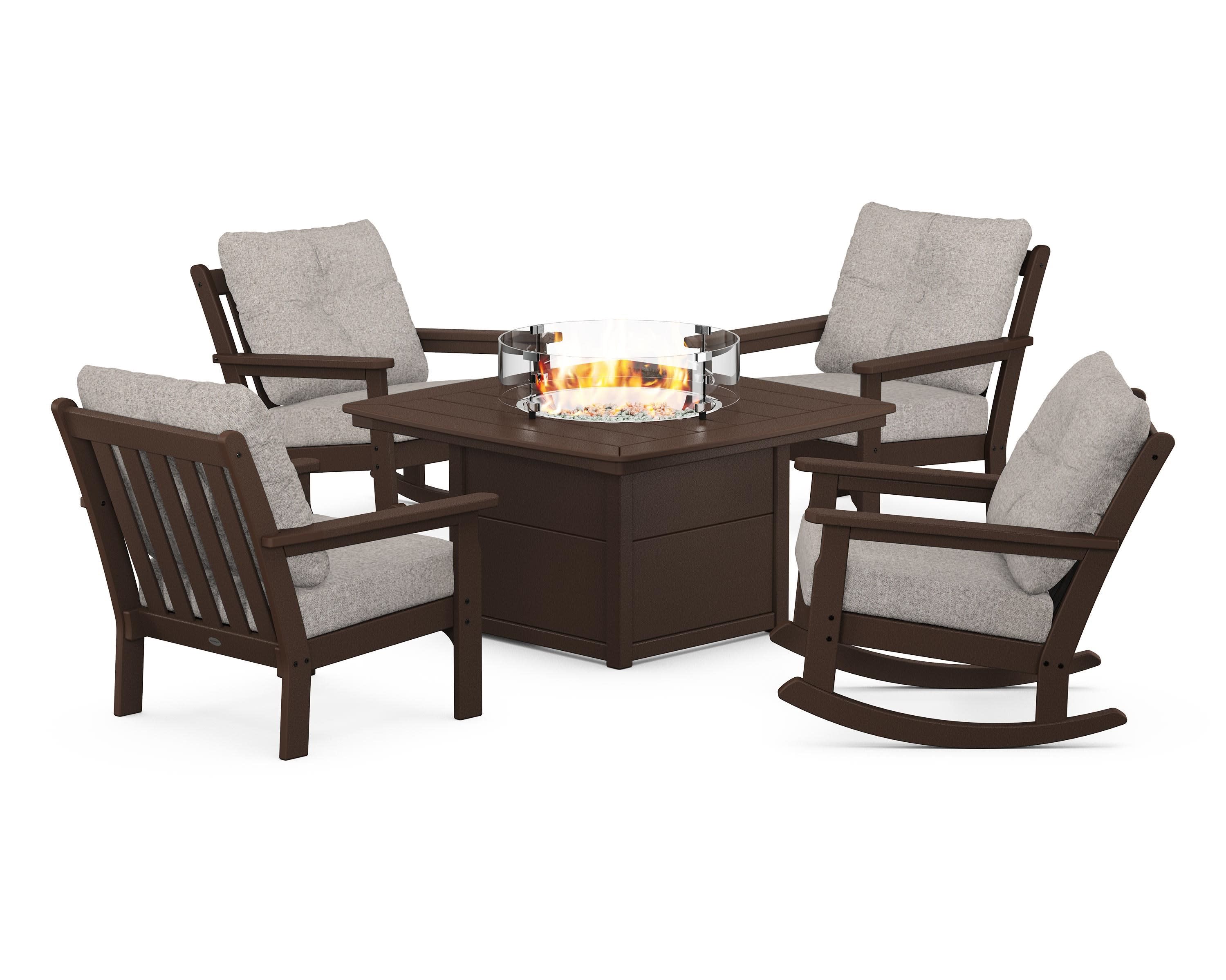 Vineyard 5-Piece Deep Seating Rocking Chair Conversation Set with Fire Pit Table - Image 181