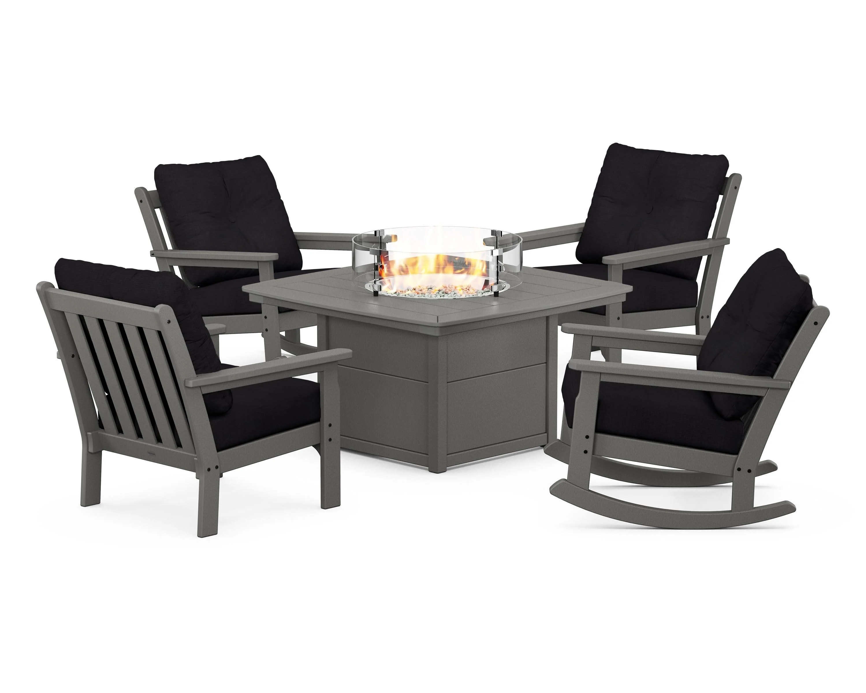 Vineyard 5-Piece Deep Seating Rocking Chair Conversation Set with Fire Pit Table - Image 184