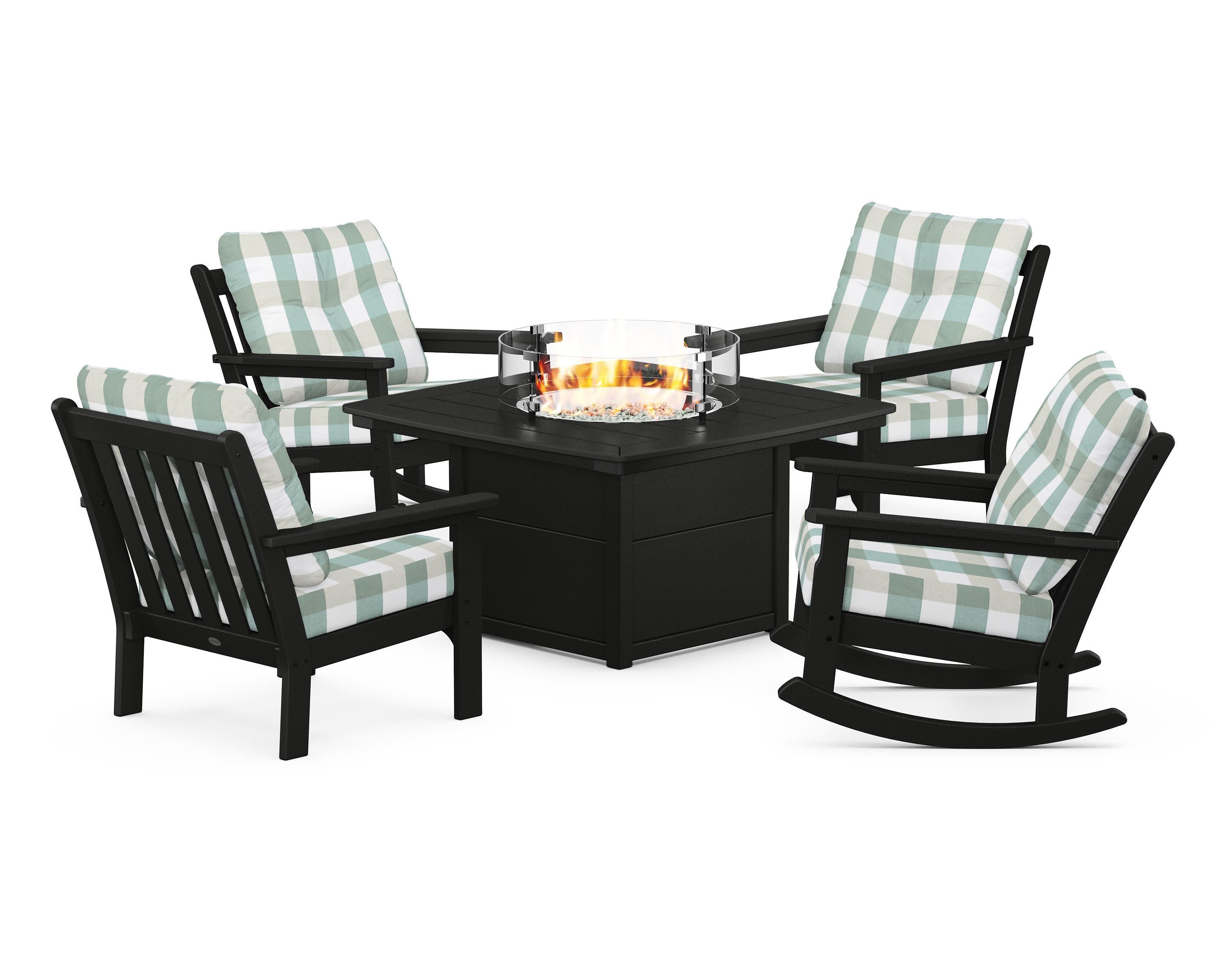 Vineyard 5-Piece Deep Seating Rocking Chair Conversation Set with Fire Pit Table - Image 187