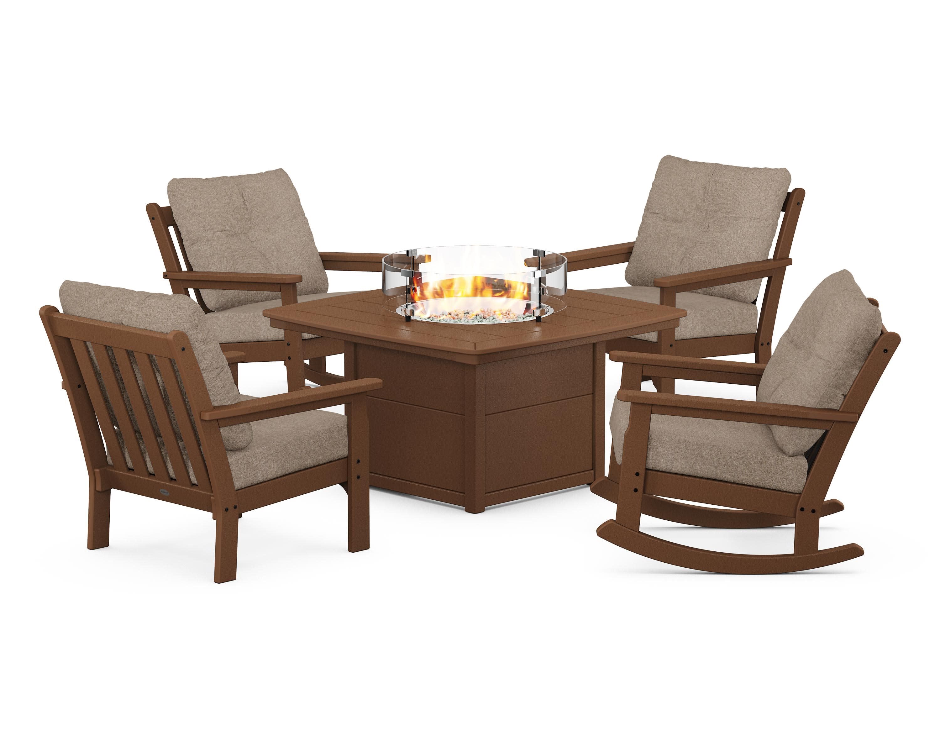 Vineyard 5-Piece Deep Seating Rocking Chair Conversation Set with Fire Pit Table - Image 189
