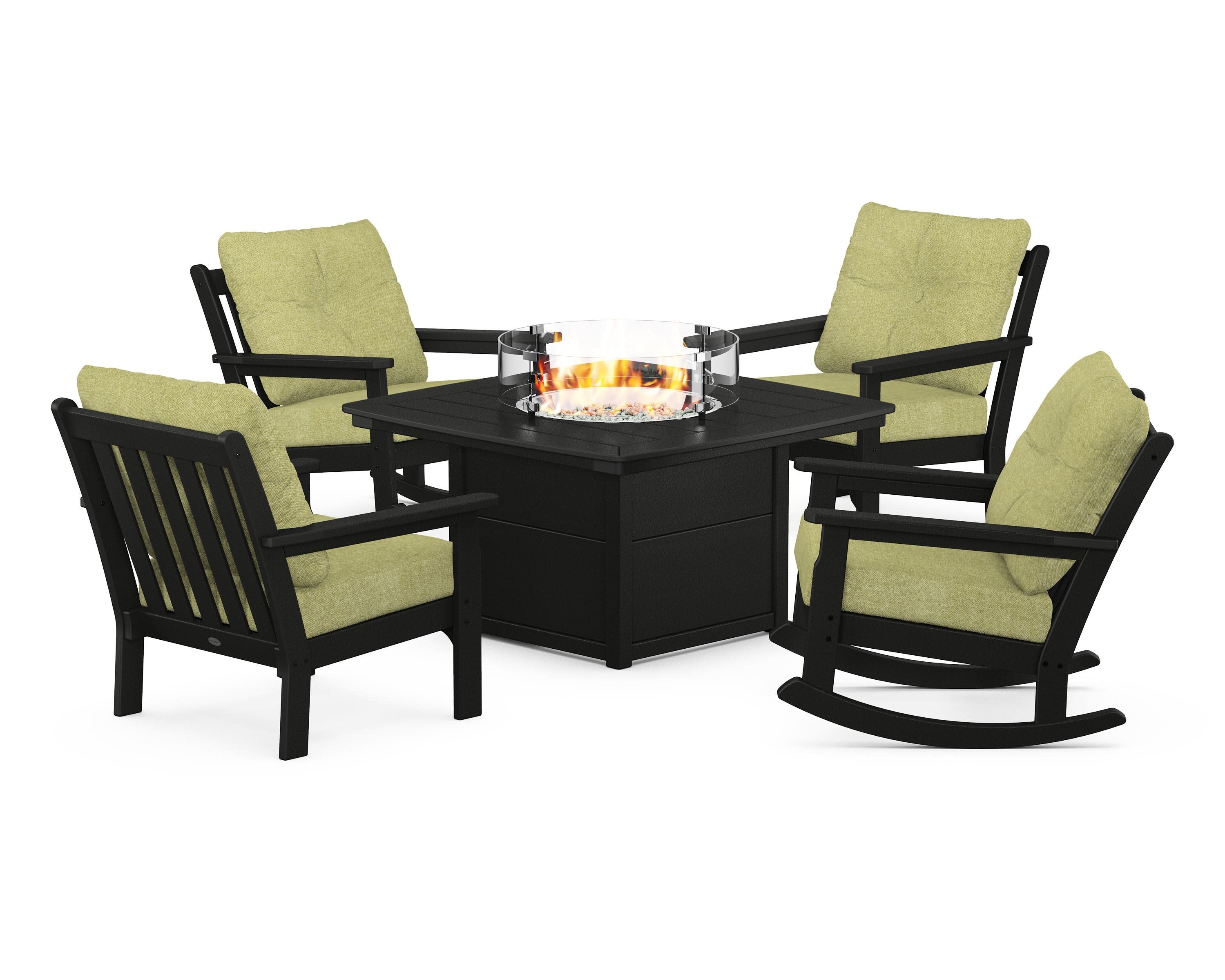 Vineyard 5-Piece Deep Seating Rocking Chair Conversation Set with Fire Pit Table - Image 19