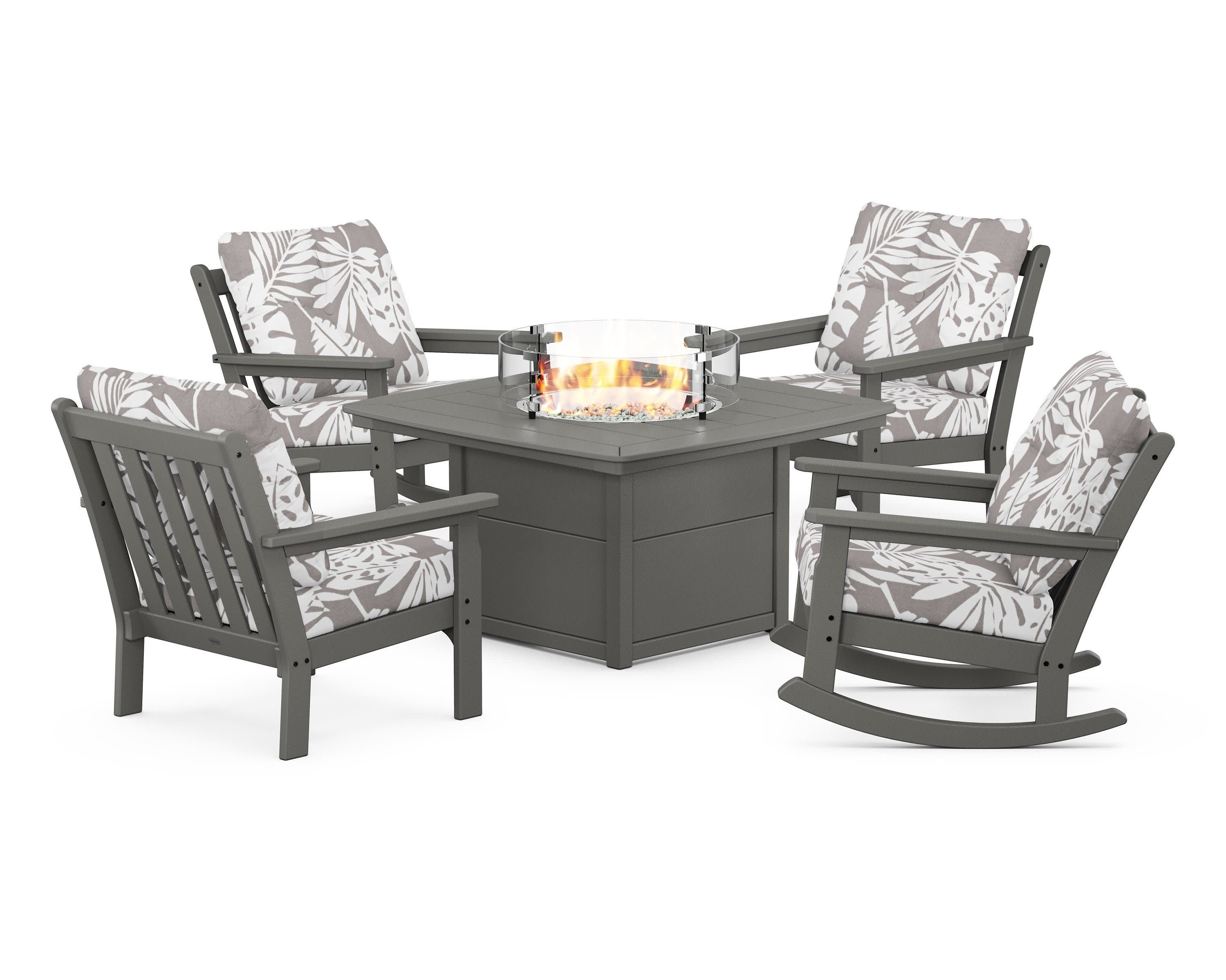 Vineyard 5-Piece Deep Seating Rocking Chair Conversation Set with Fire Pit Table - Image 190