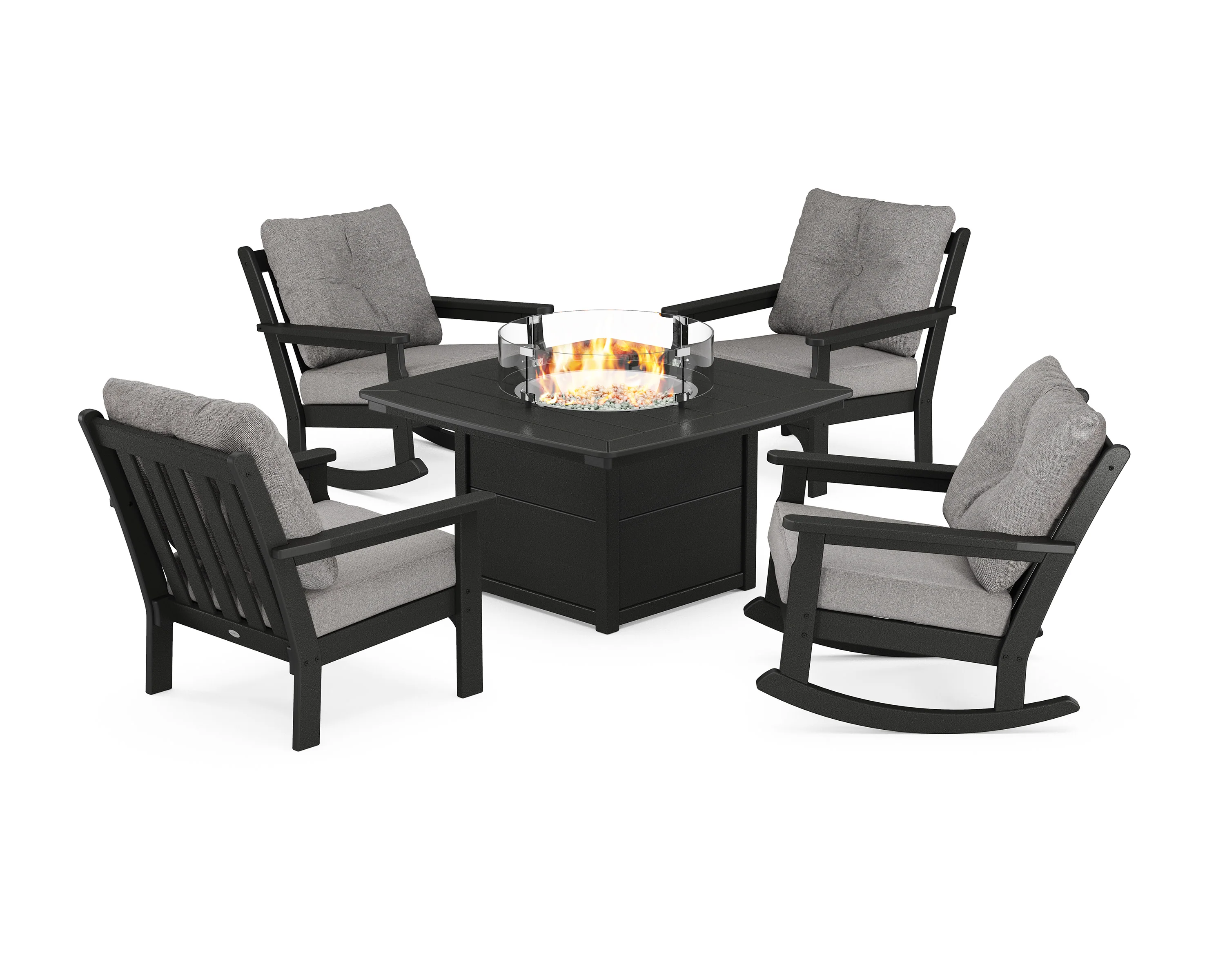 Vineyard 5-Piece Deep Seating Rocking Chair Conversation Set with Fire Pit Table - Image 191