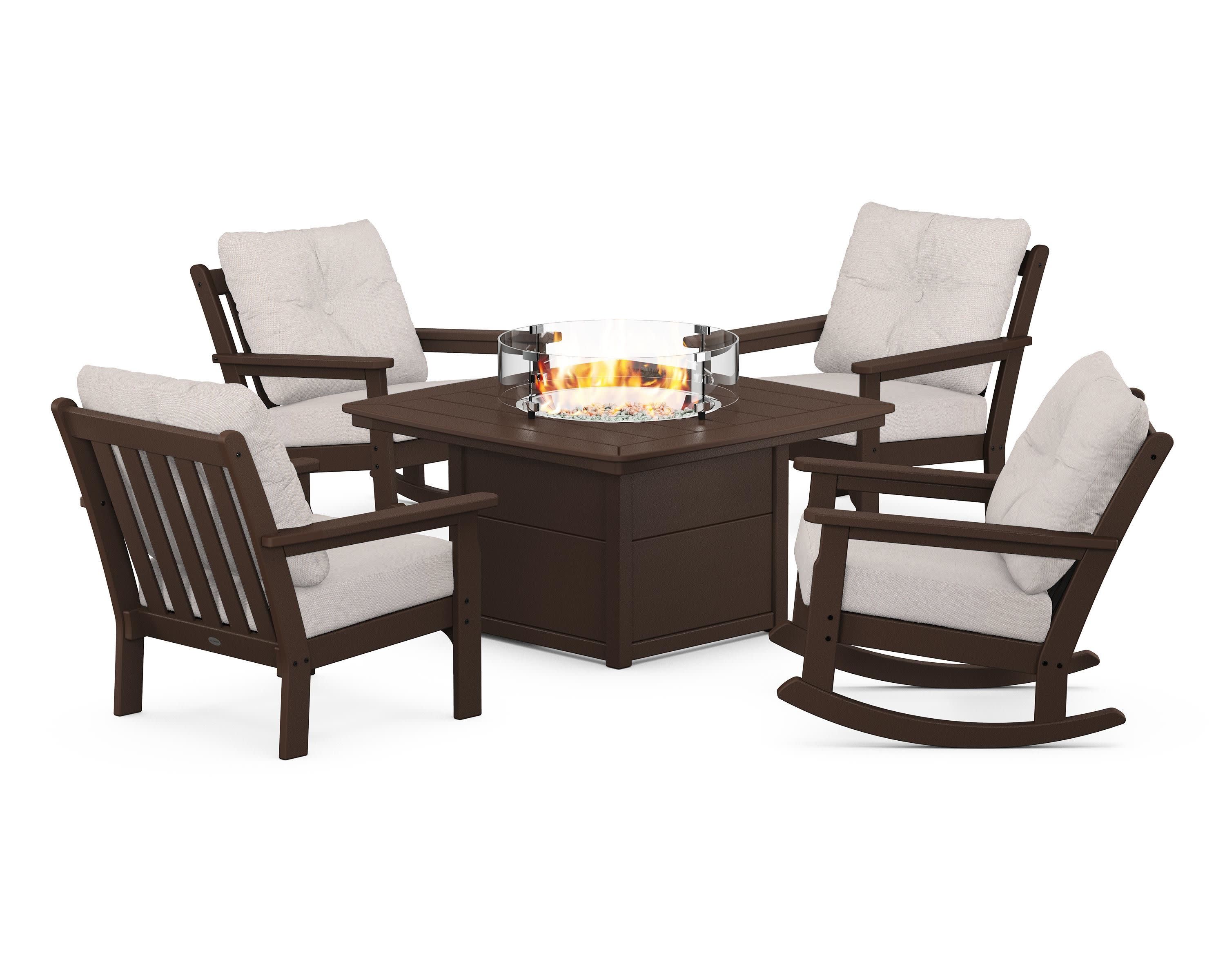 Vineyard 5-Piece Deep Seating Rocking Chair Conversation Set with Fire Pit Table - Image 192