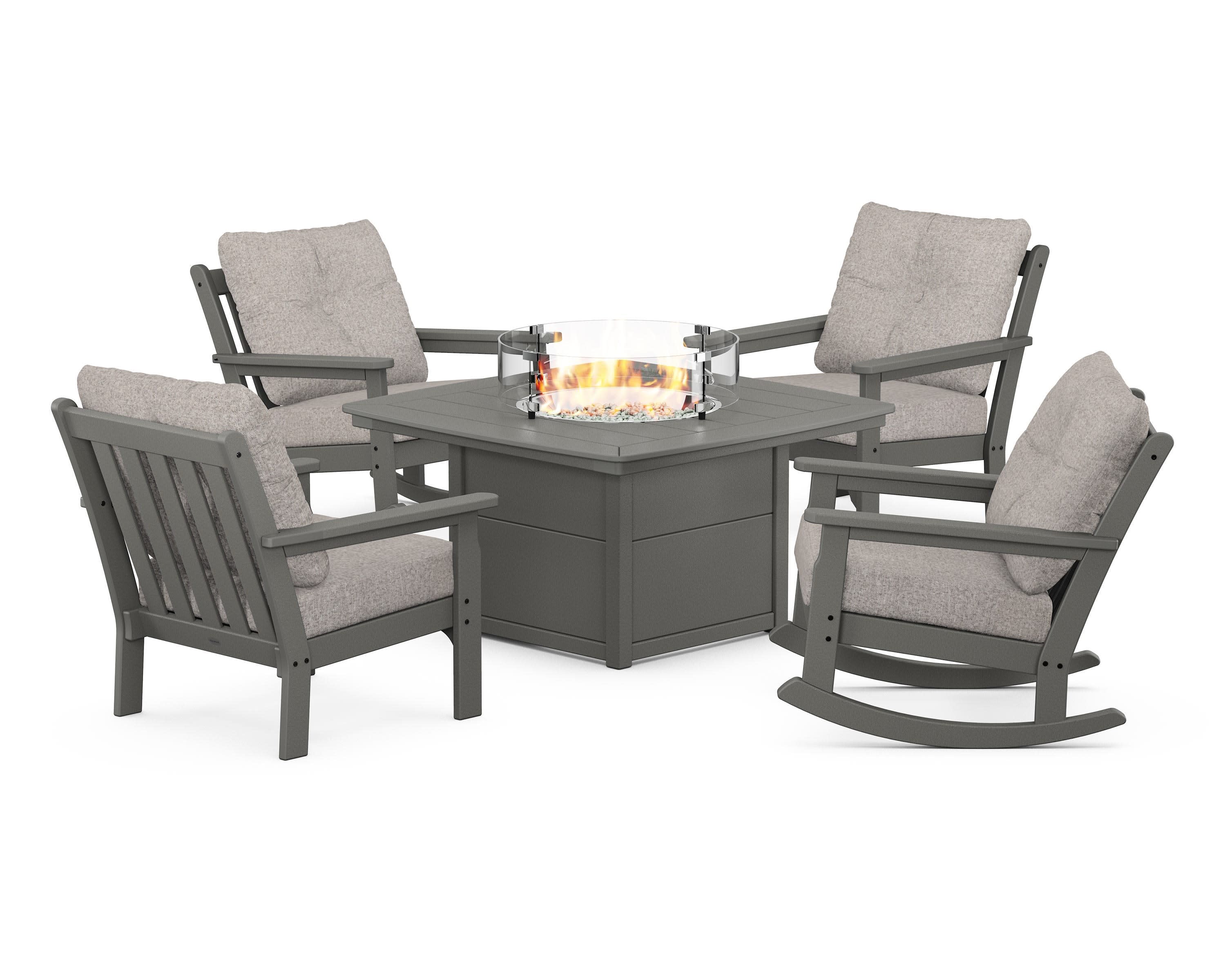 Vineyard 5-Piece Deep Seating Rocking Chair Conversation Set with Fire Pit Table - Image 196
