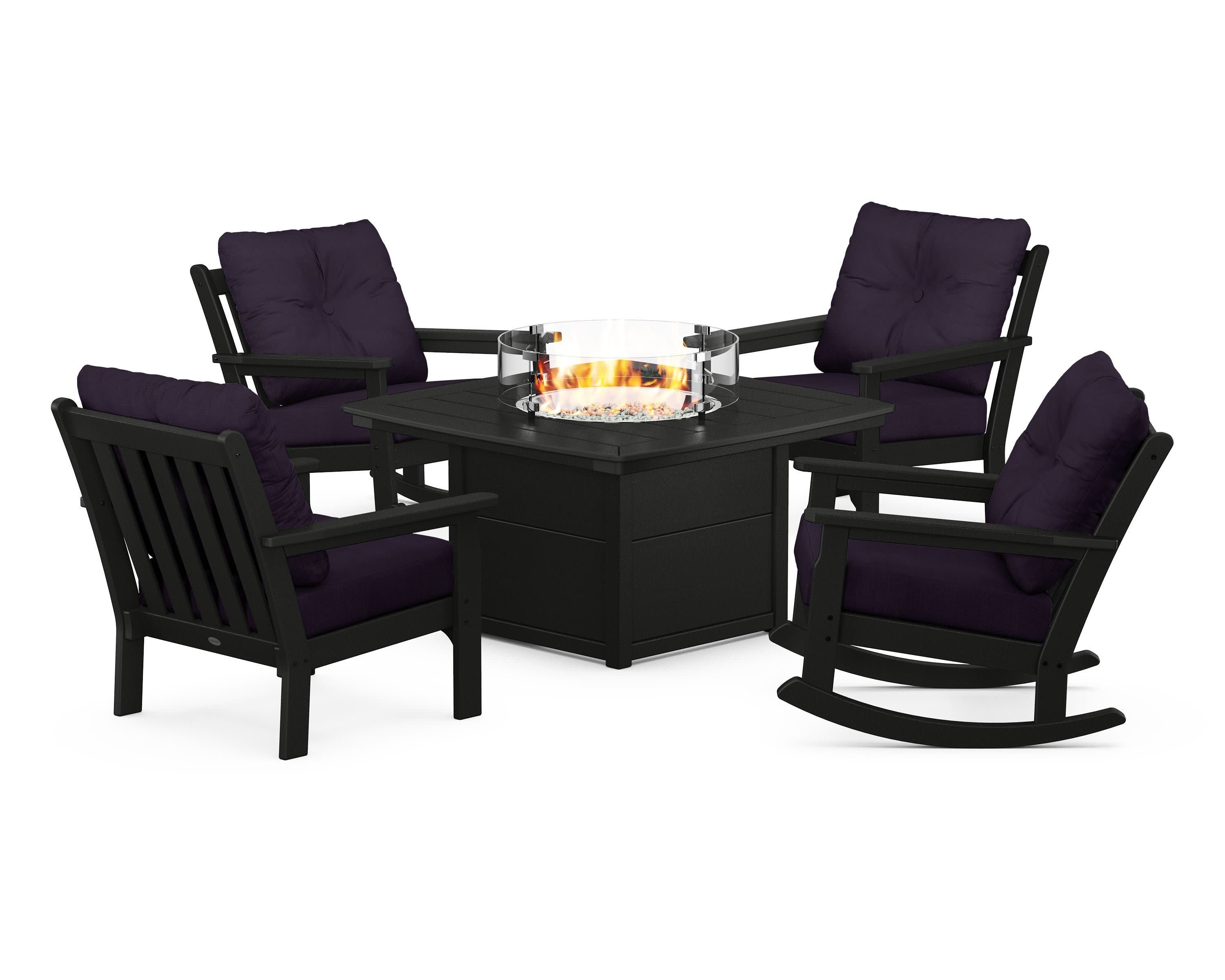 Vineyard 5-Piece Deep Seating Rocking Chair Conversation Set with Fire Pit Table - Image 197