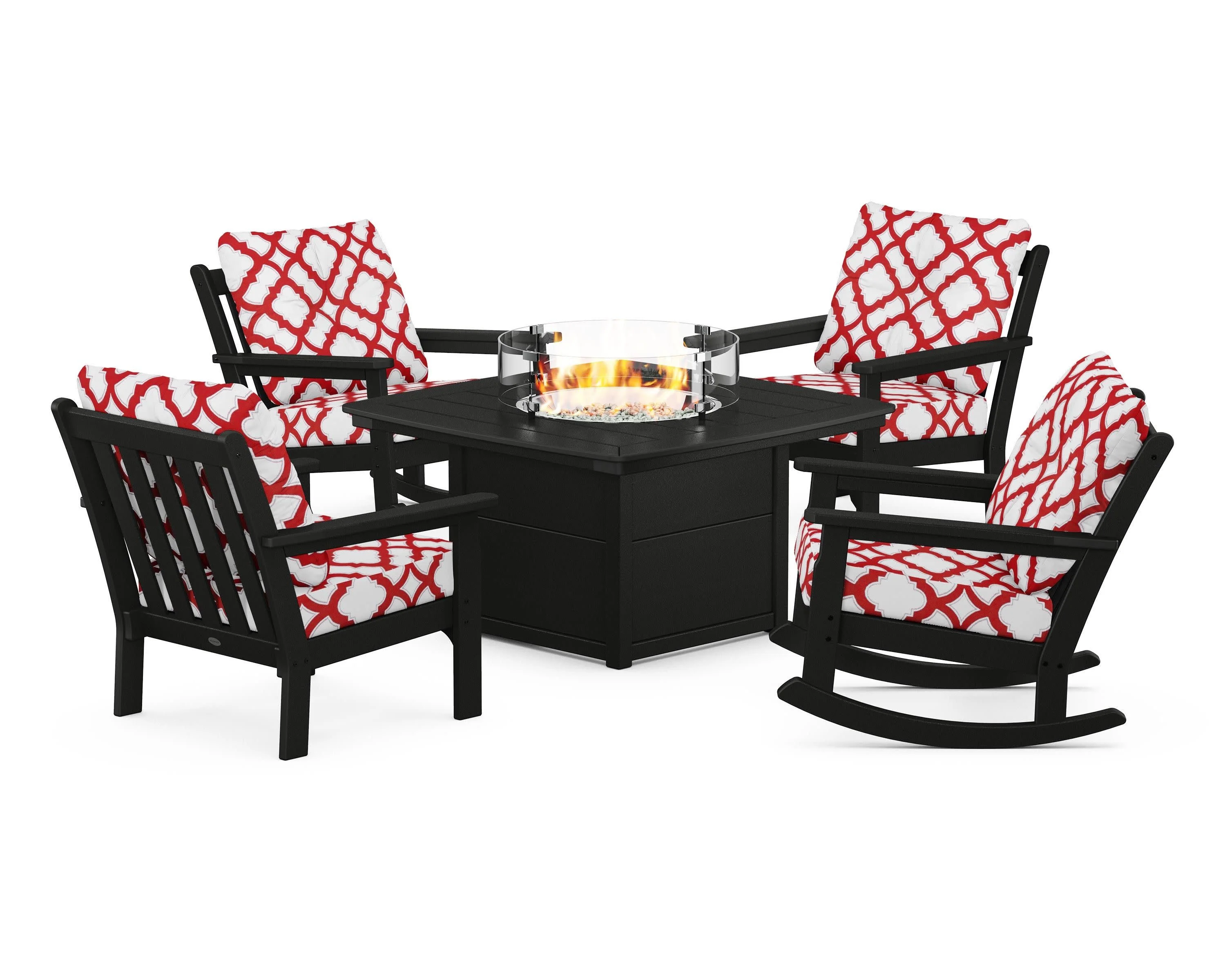 Vineyard 5-Piece Deep Seating Rocking Chair Conversation Set with Fire Pit Table - Image 202