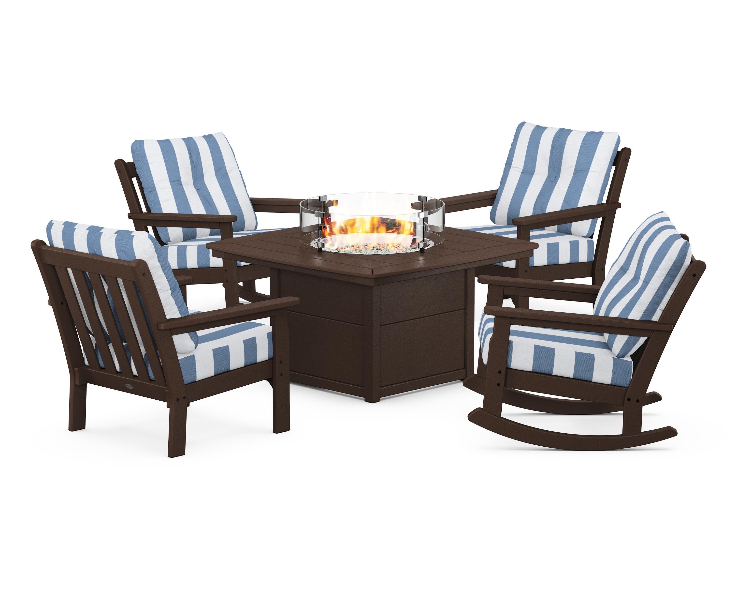 Vineyard 5-Piece Deep Seating Rocking Chair Conversation Set with Fire Pit Table - Image 203