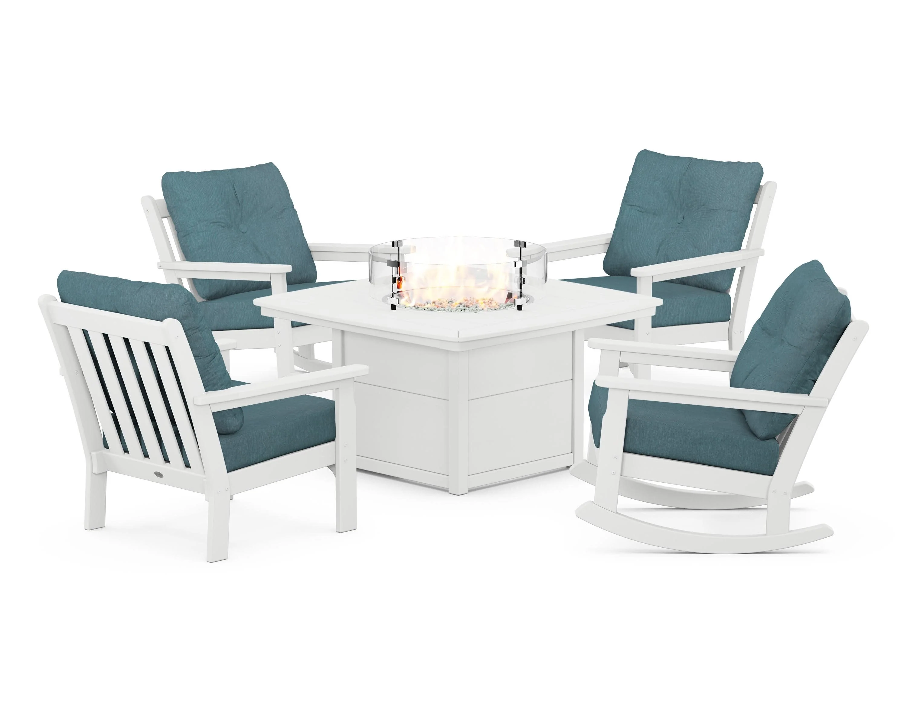 Vineyard 5-Piece Deep Seating Rocking Chair Conversation Set with Fire Pit Table - Image 204