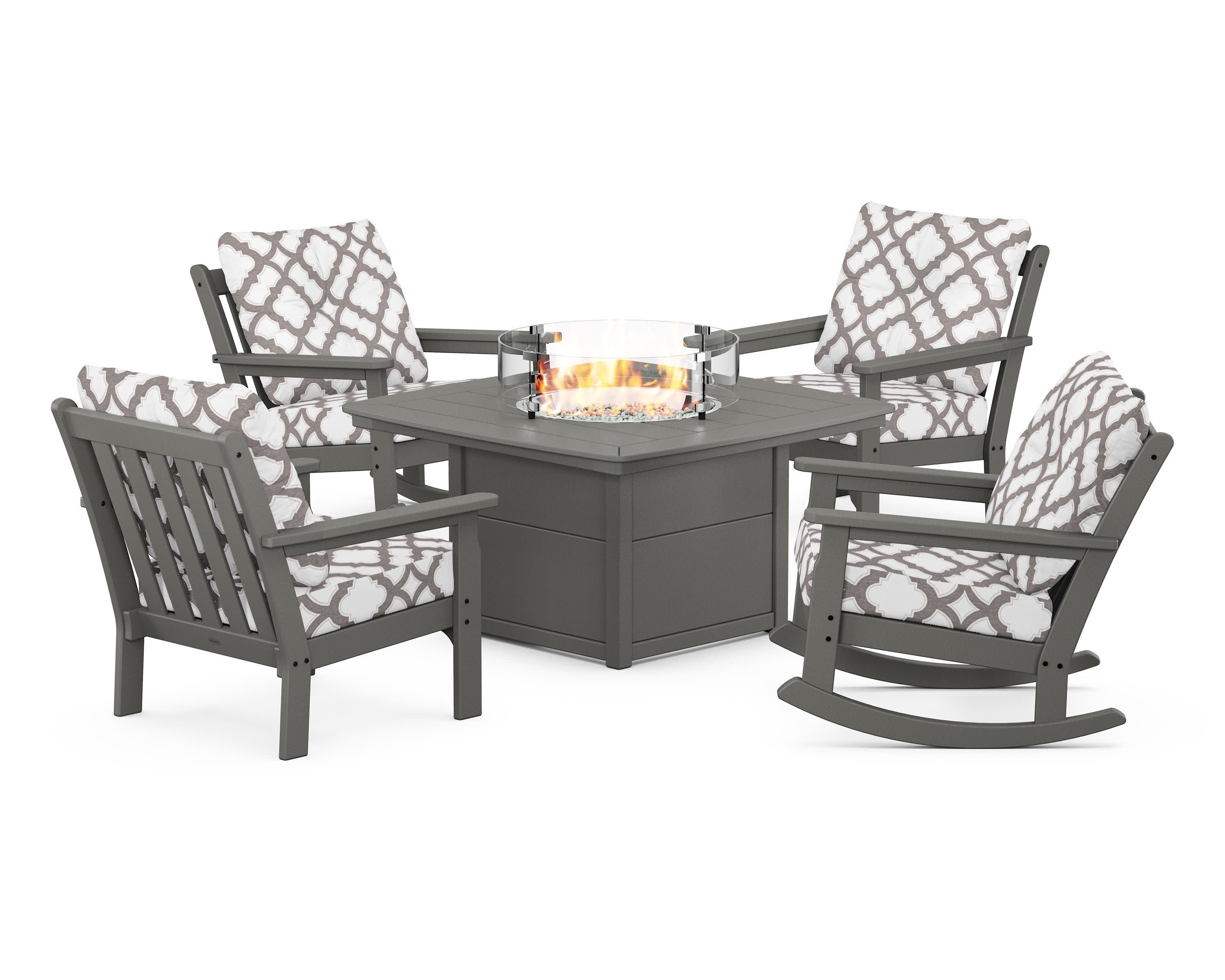 Vineyard 5-Piece Deep Seating Rocking Chair Conversation Set with Fire Pit Table - Image 205