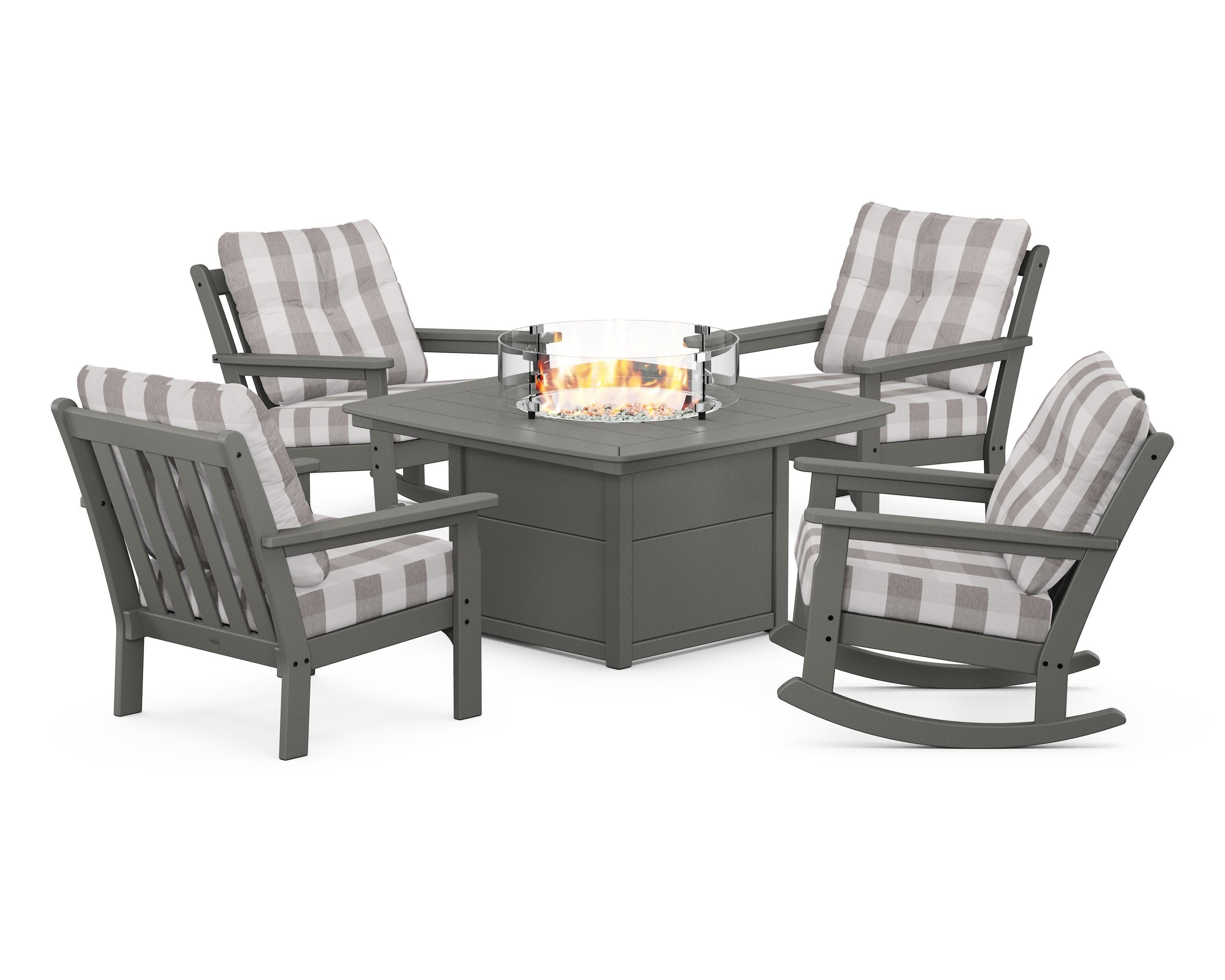 Vineyard 5-Piece Deep Seating Rocking Chair Conversation Set with Fire Pit Table - Image 207