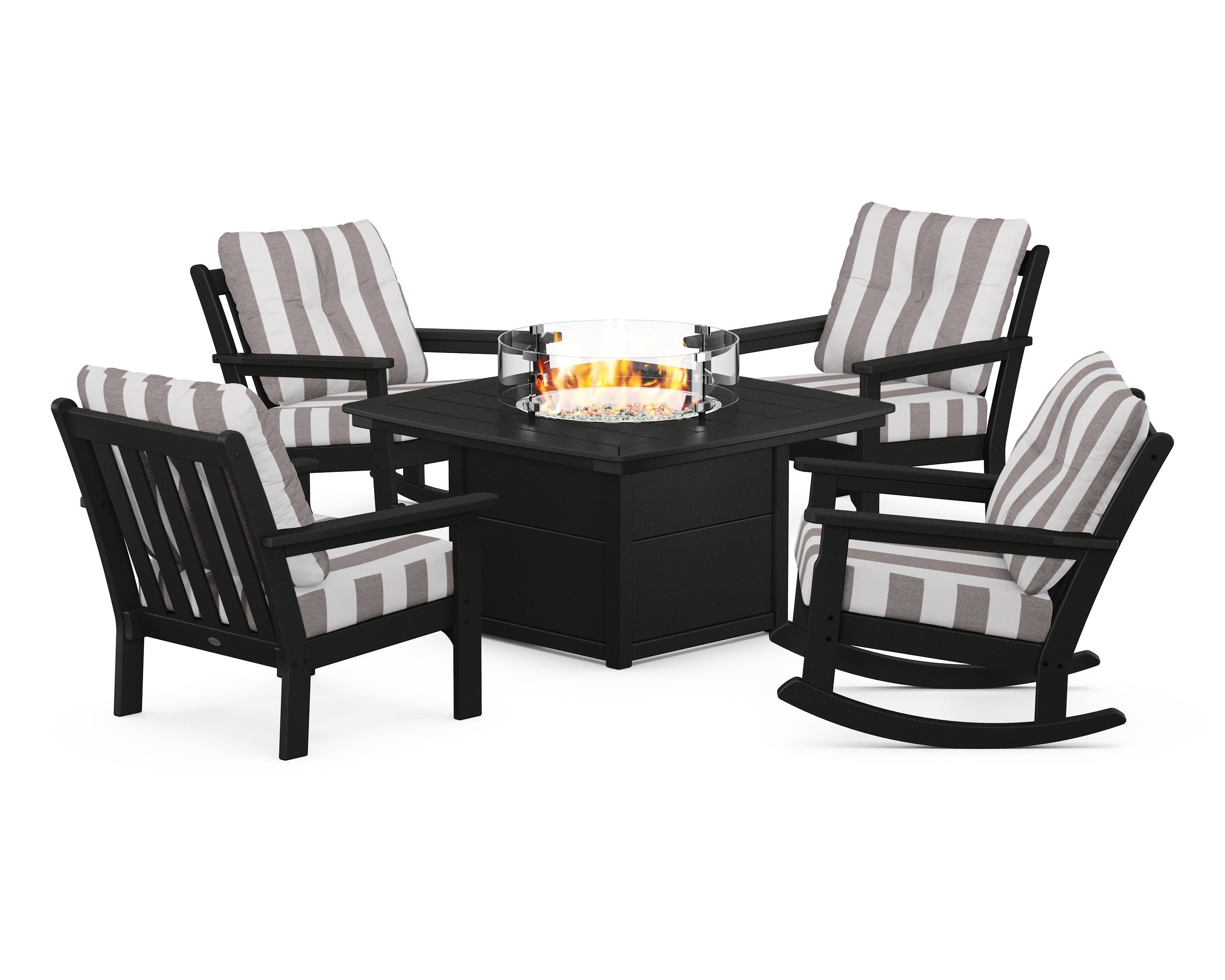 Vineyard 5-Piece Deep Seating Rocking Chair Conversation Set with Fire Pit Table - Image 22