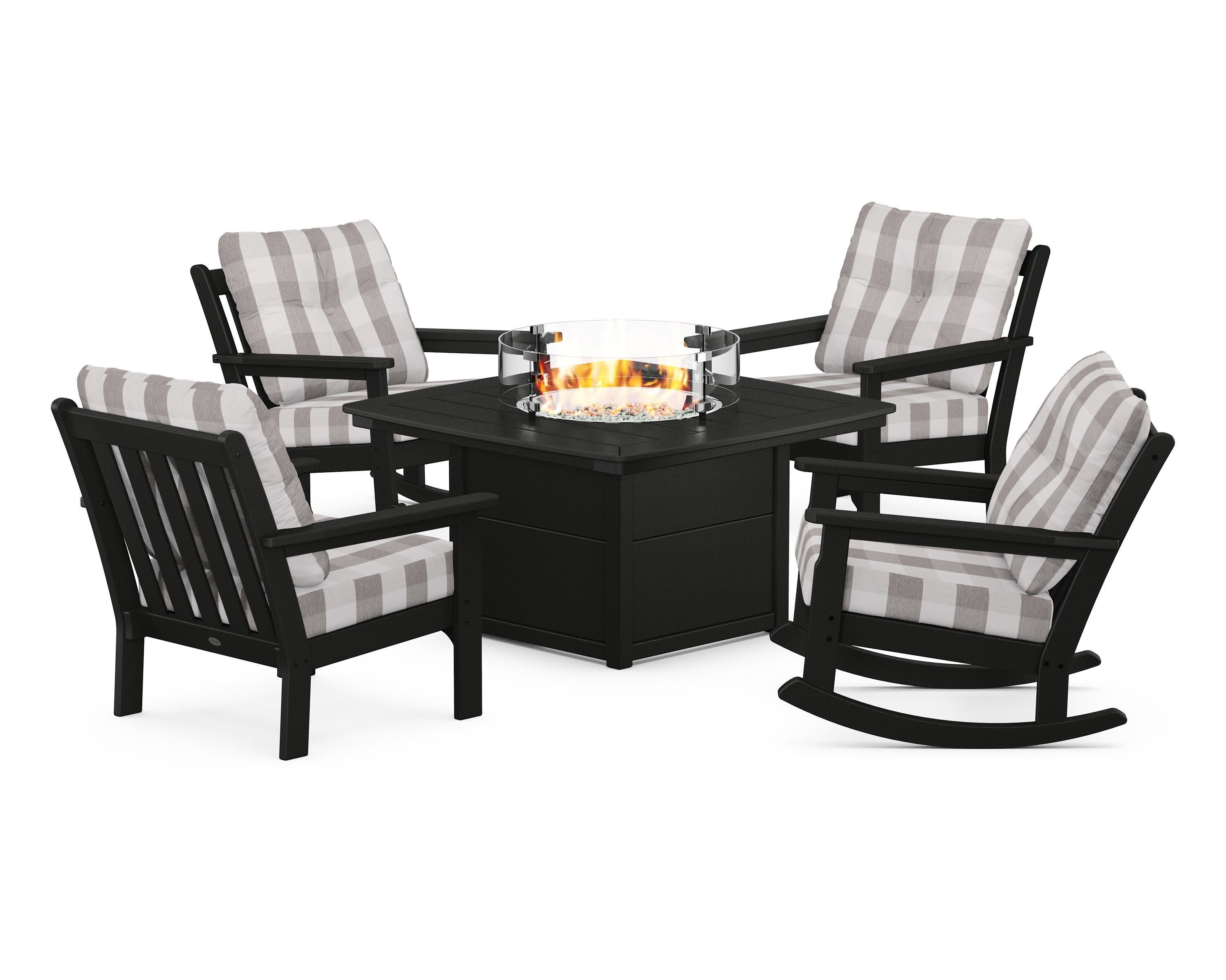 Vineyard 5-Piece Deep Seating Rocking Chair Conversation Set with Fire Pit Table - Image 23