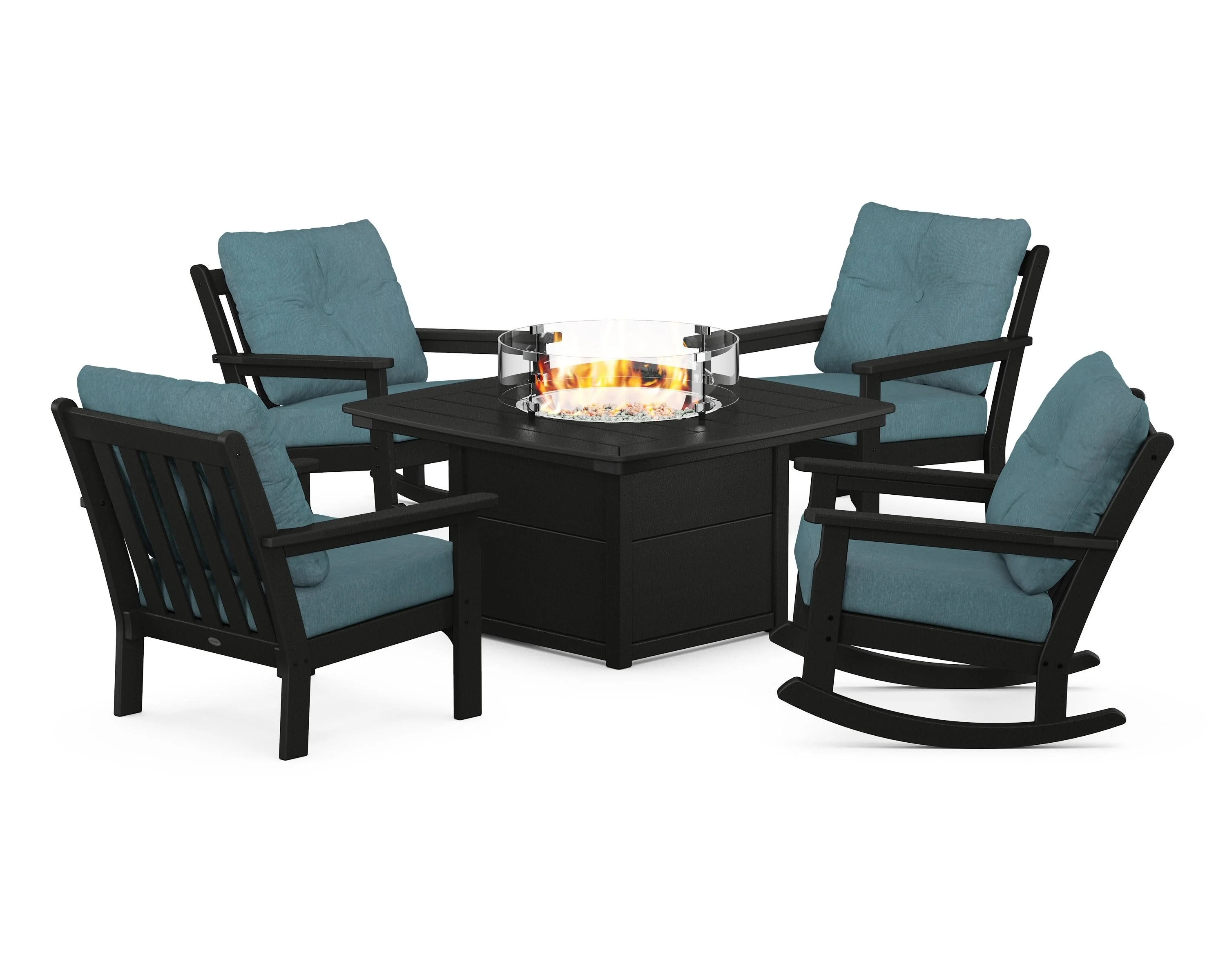 Vineyard 5-Piece Deep Seating Rocking Chair Conversation Set with Fire Pit Table - Image 25