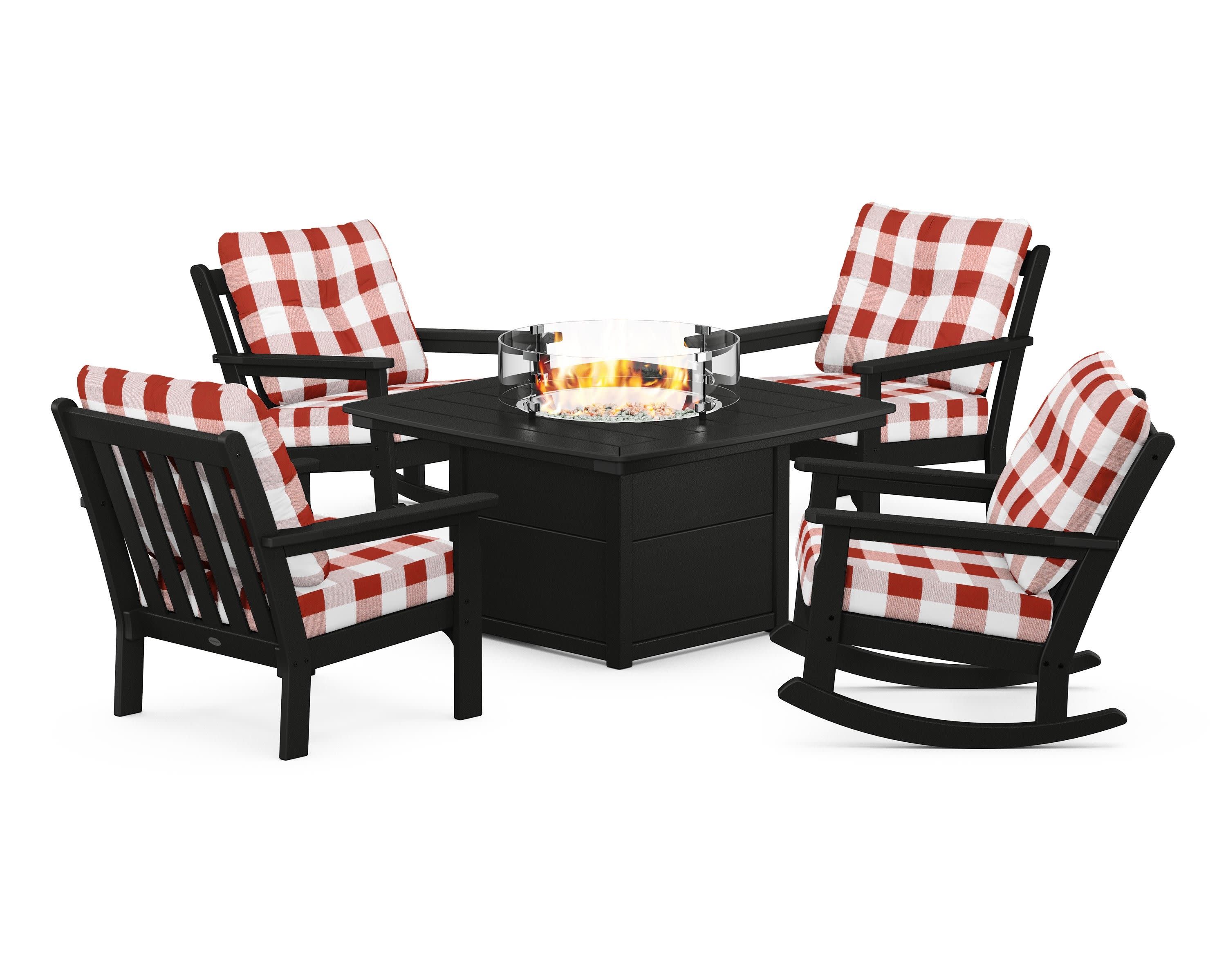 Vineyard 5-Piece Deep Seating Rocking Chair Conversation Set with Fire Pit Table - Image 26