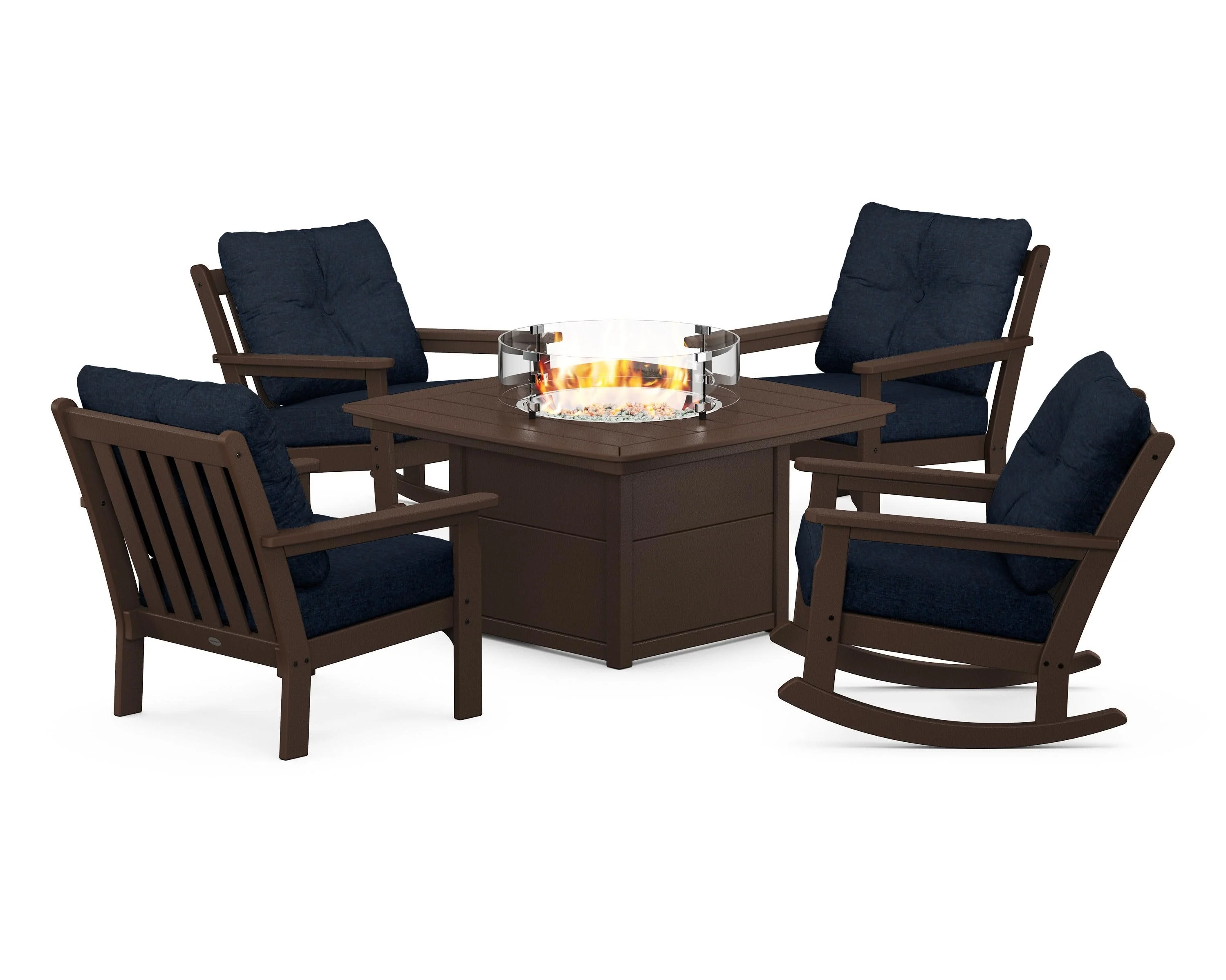 Vineyard 5-Piece Deep Seating Rocking Chair Conversation Set with Fire Pit Table - Image 27