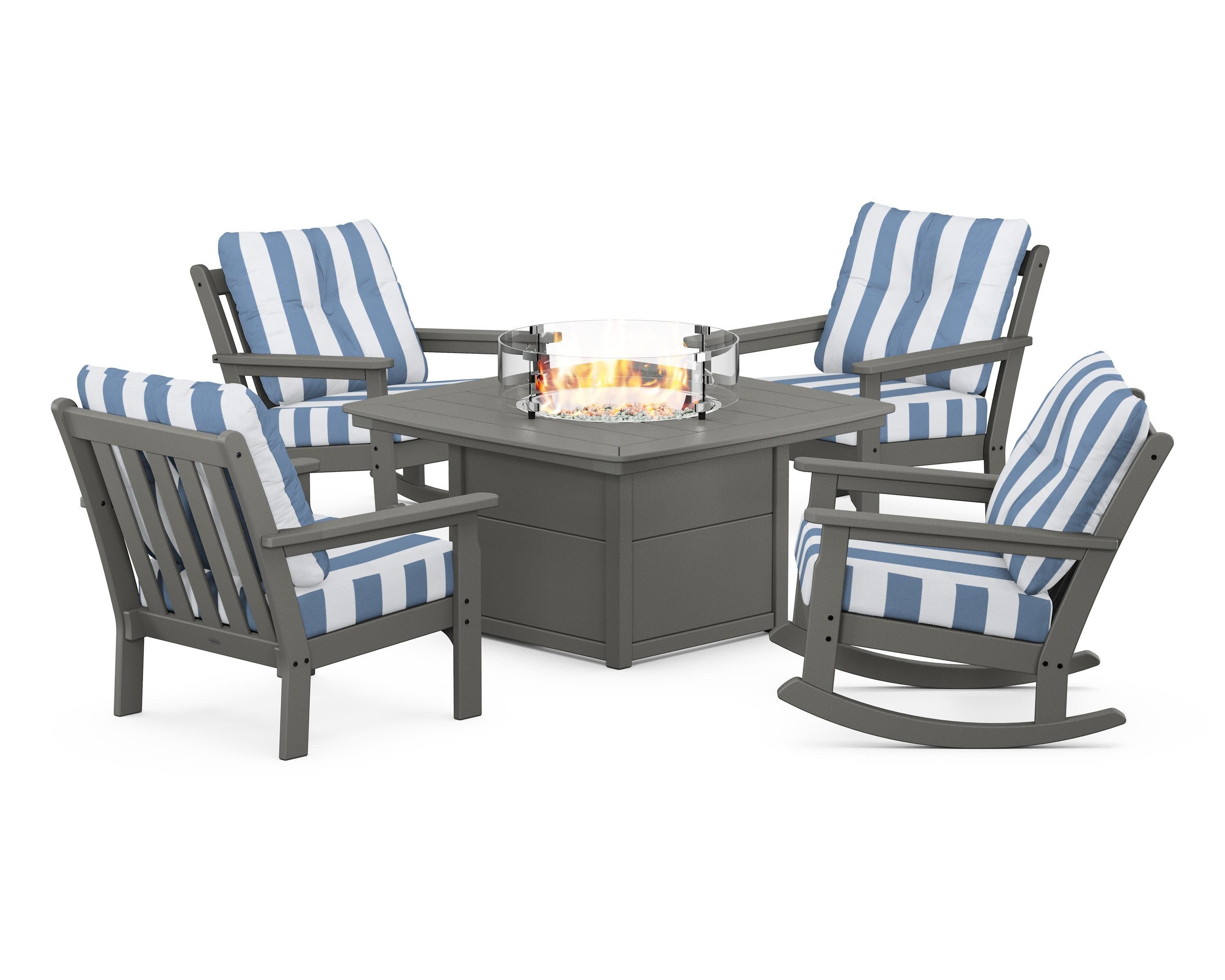 Vineyard 5-Piece Deep Seating Rocking Chair Conversation Set with Fire Pit Table - Image 30