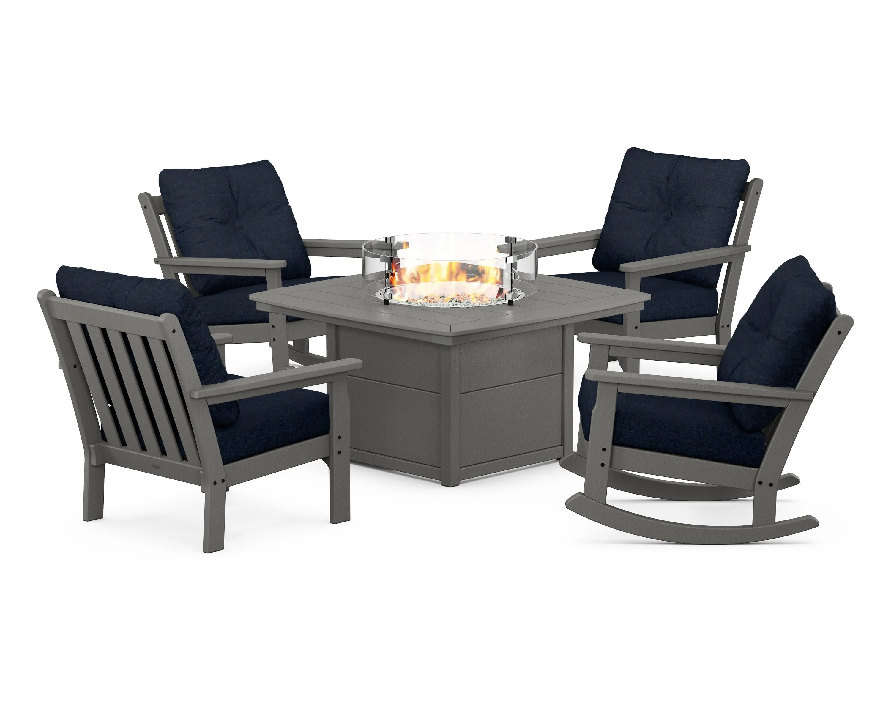 Vineyard 5-Piece Deep Seating Rocking Chair Conversation Set with Fire Pit Table - Image 31