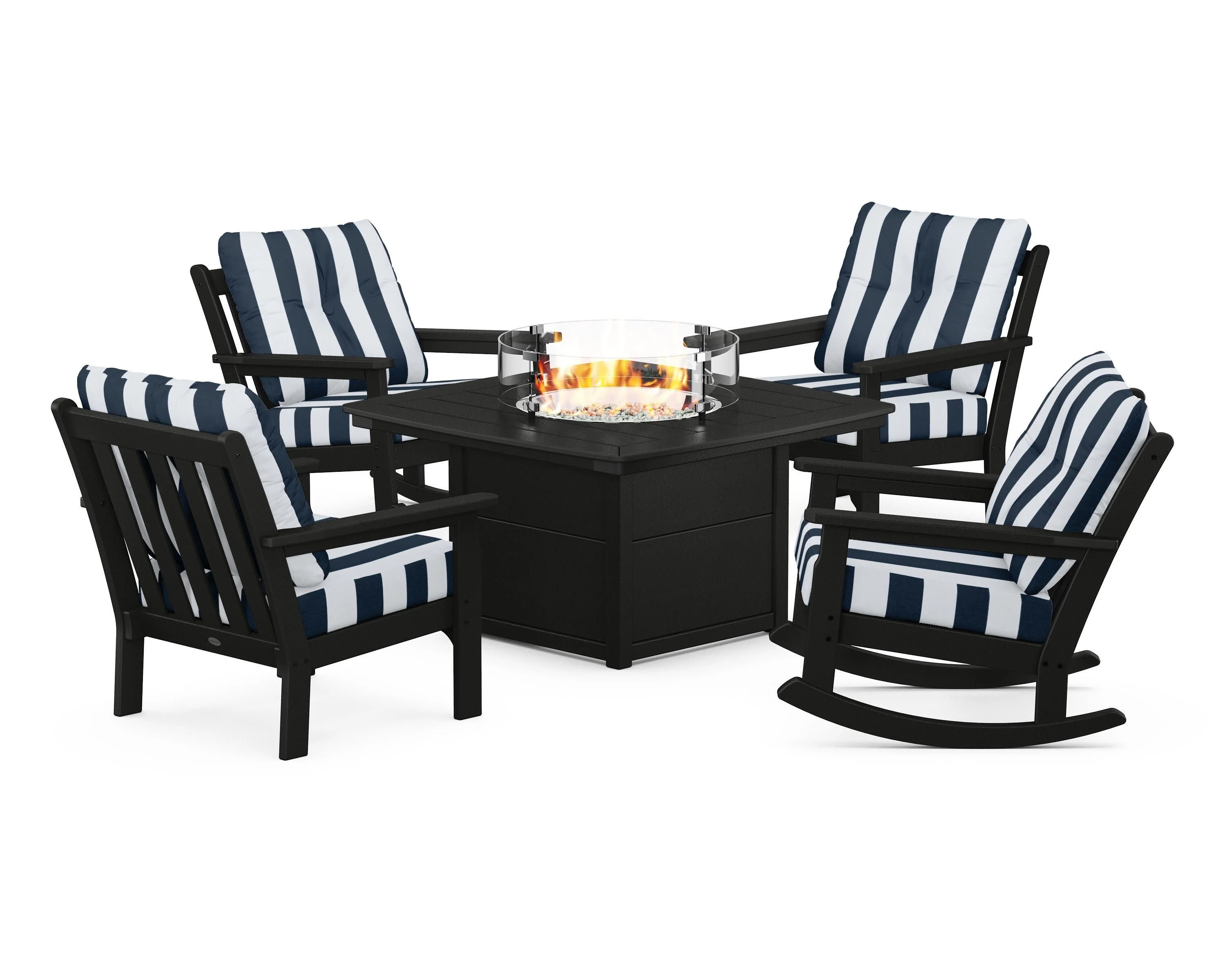 Vineyard 5-Piece Deep Seating Rocking Chair Conversation Set with Fire Pit Table - Image 33