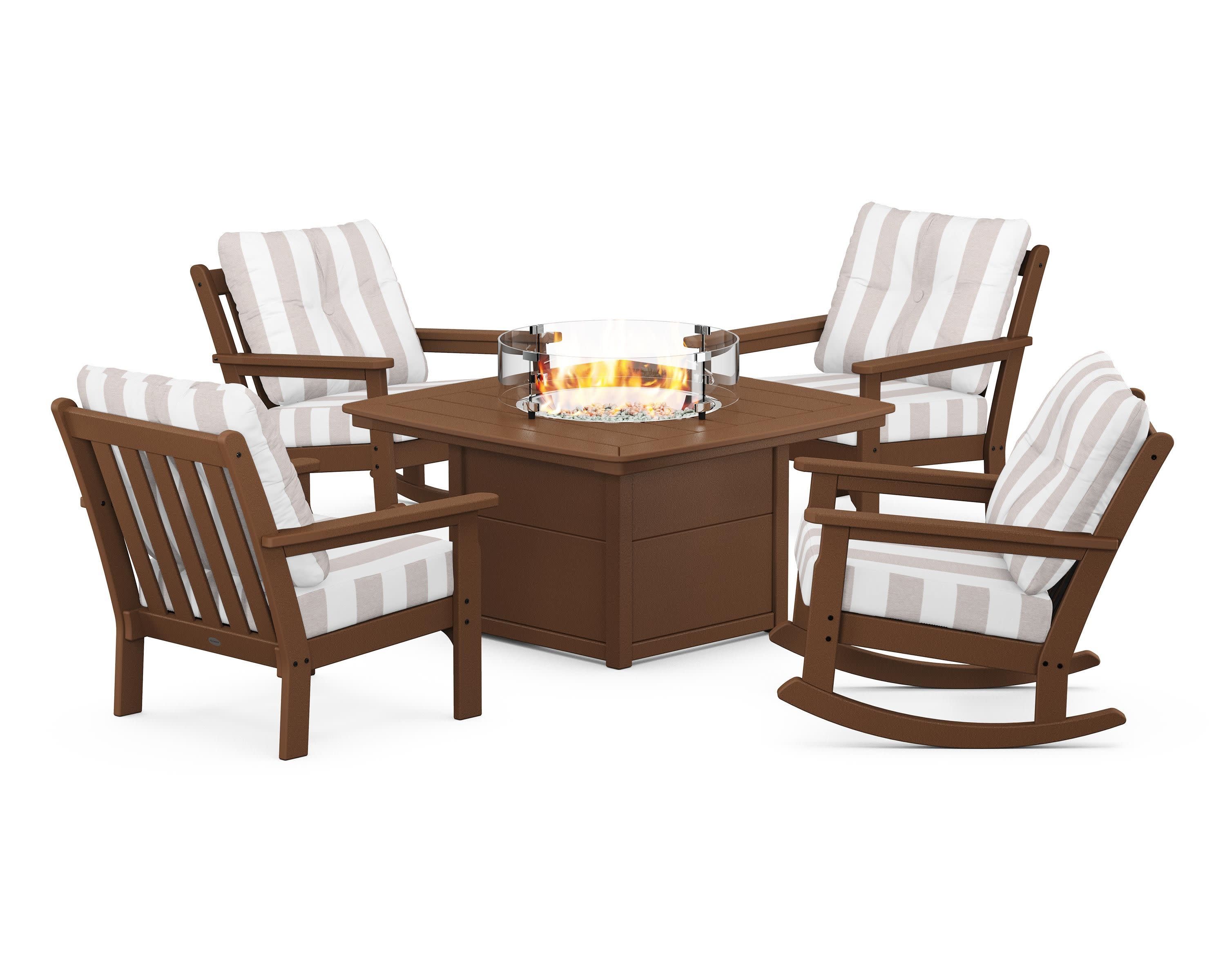 Vineyard 5-Piece Deep Seating Rocking Chair Conversation Set with Fire Pit Table - Image 34