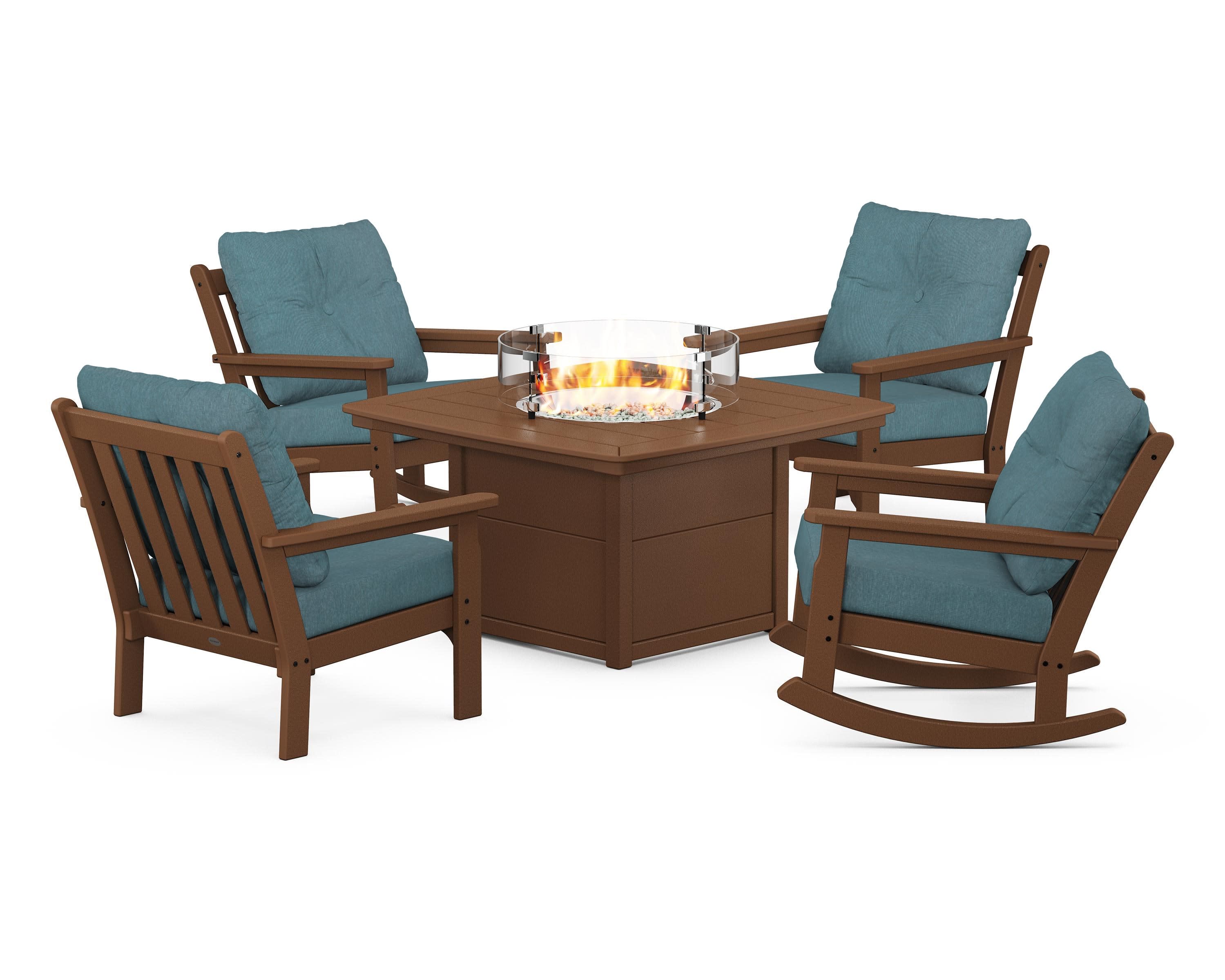 Vineyard 5-Piece Deep Seating Rocking Chair Conversation Set with Fire Pit Table - Image 36