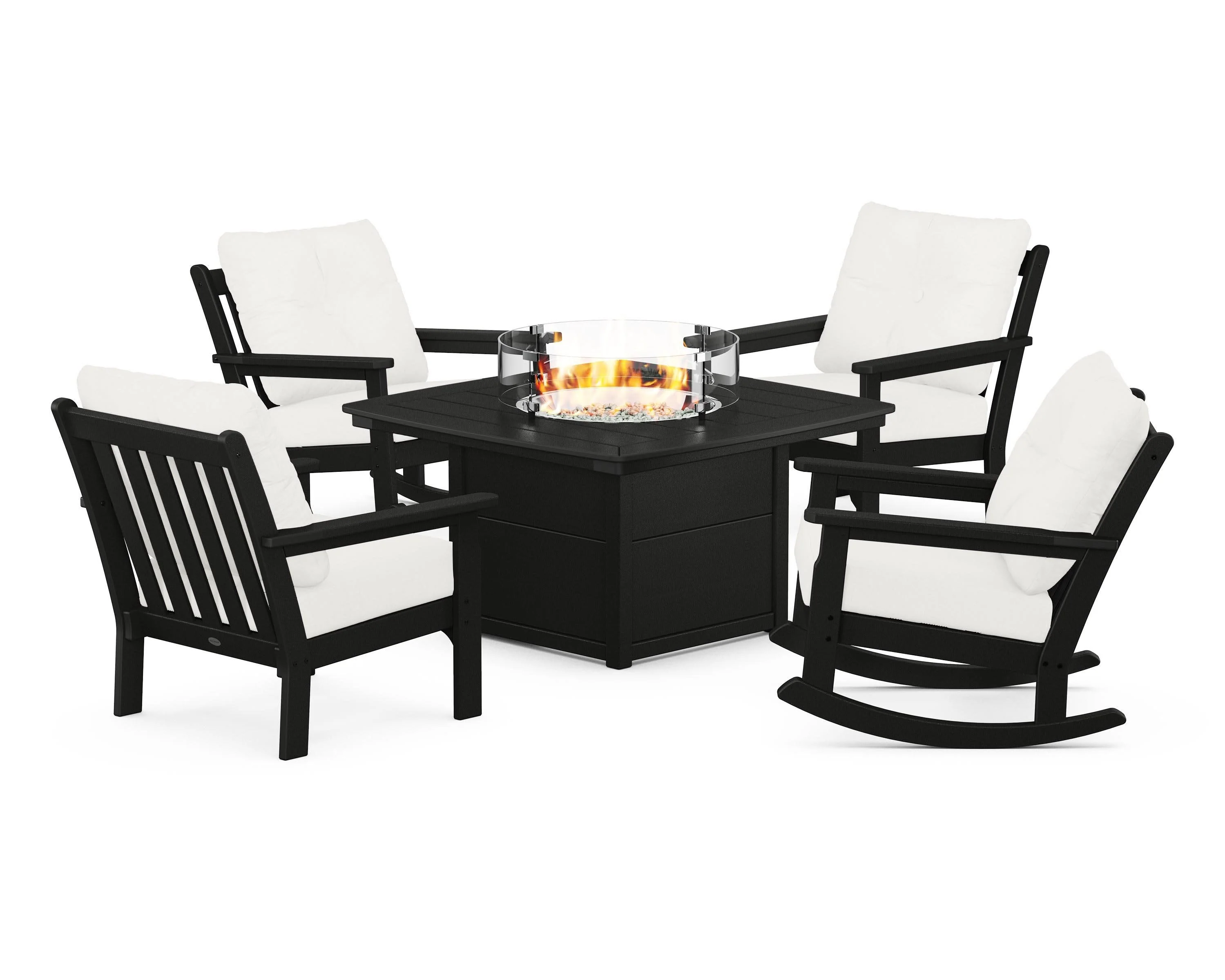 Vineyard 5-Piece Deep Seating Rocking Chair Conversation Set with Fire Pit Table - Image 41