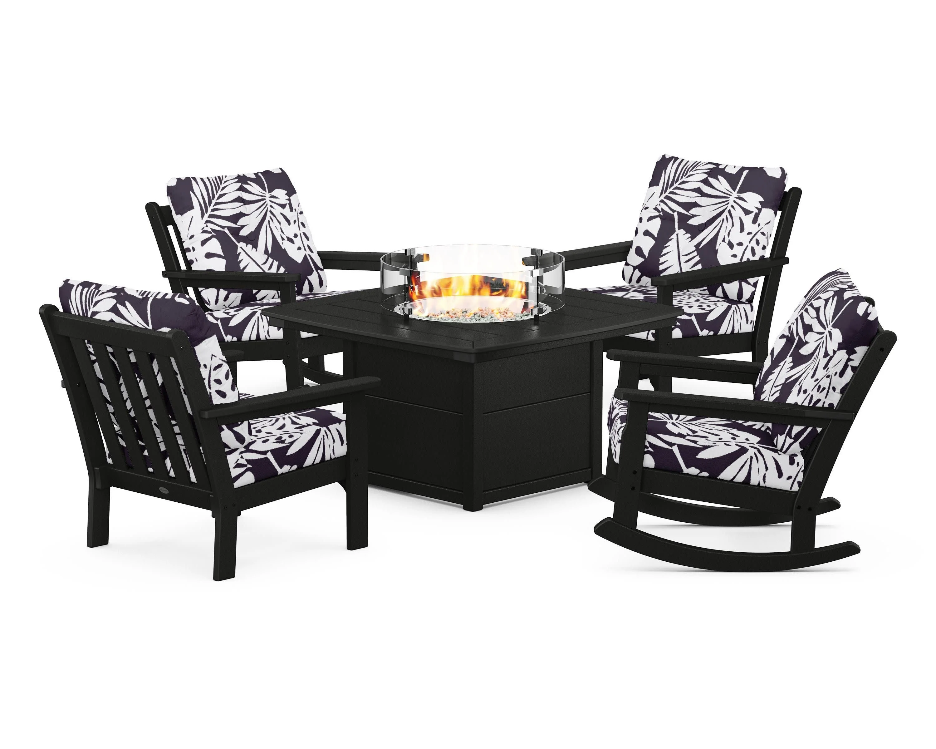 Vineyard 5-Piece Deep Seating Rocking Chair Conversation Set with Fire Pit Table - Image 42