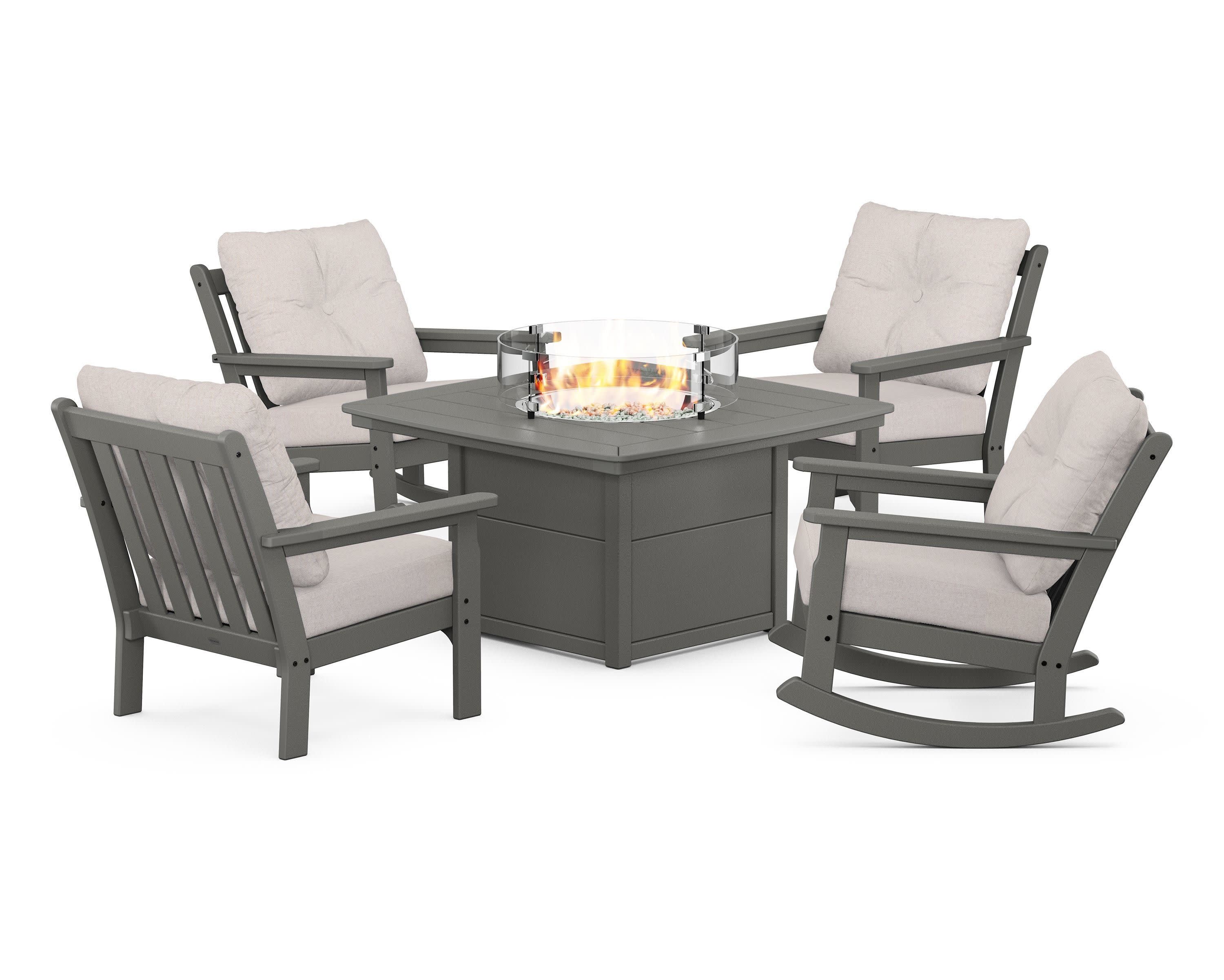 Vineyard 5-Piece Deep Seating Rocking Chair Conversation Set with Fire Pit Table - Image 44